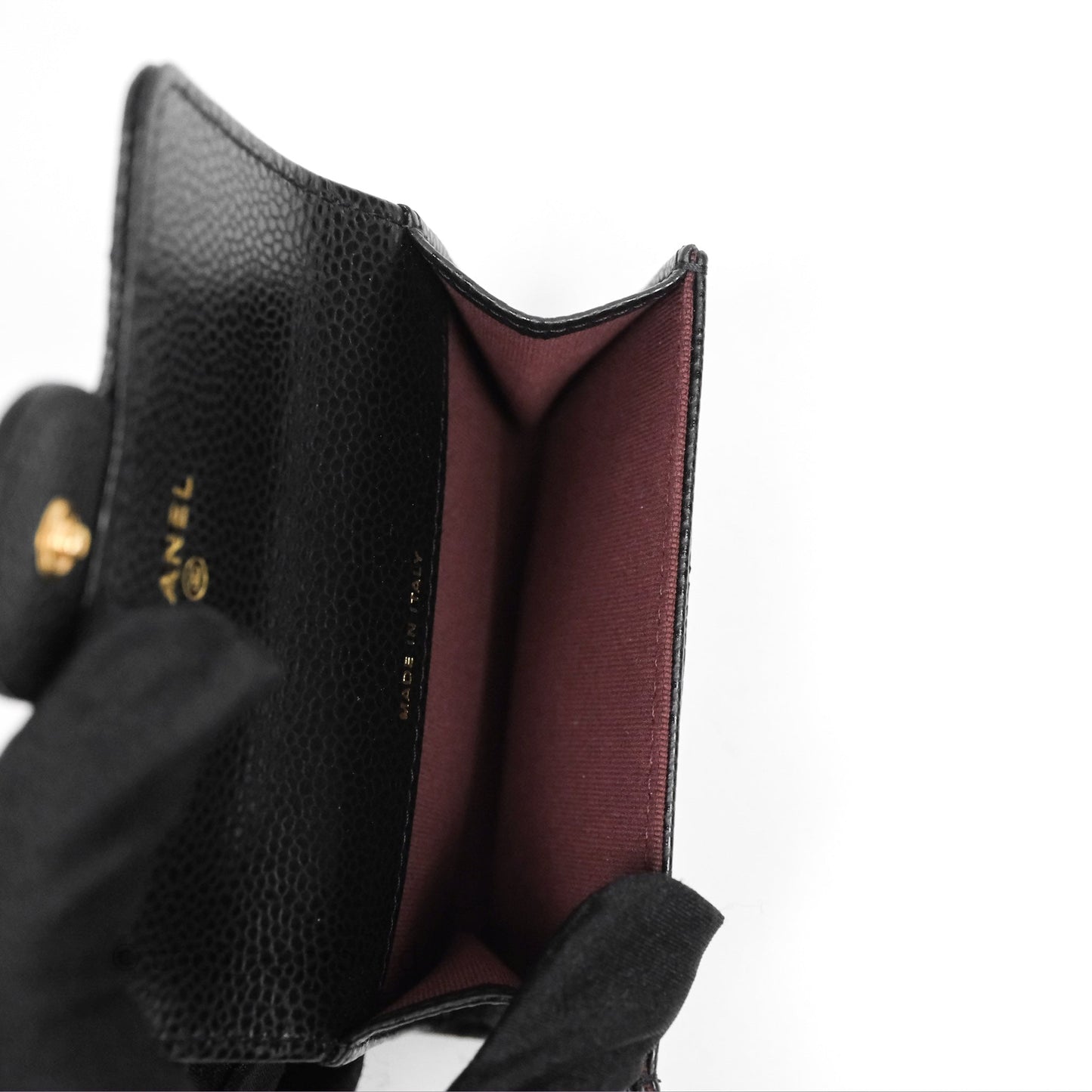 Chanel Classic Quilted Flap Card Holder Black Caviar Gold Hardware