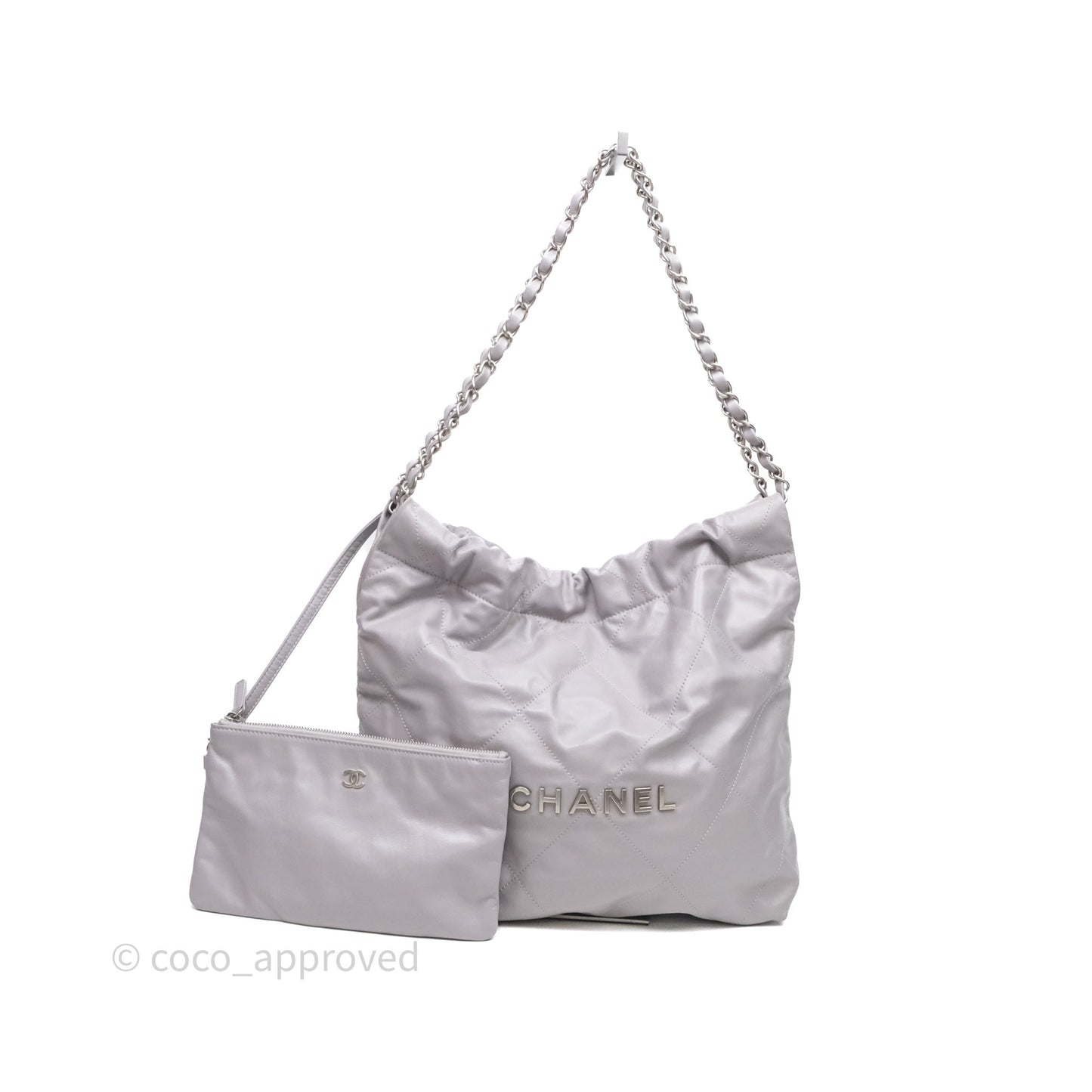 Chanel 22 Small Grey Aged Calfskin Matte Silver Hardware