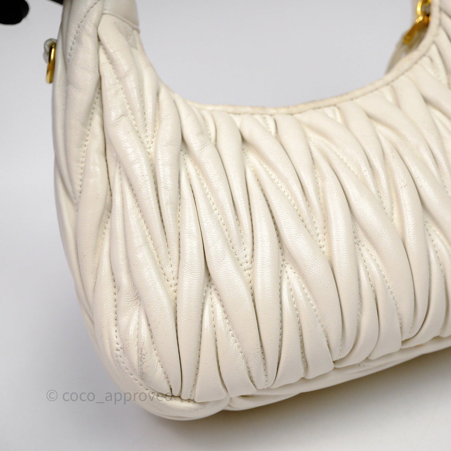 Miu Miu Wander Matelassé Nappa Leather Hobo Bag White