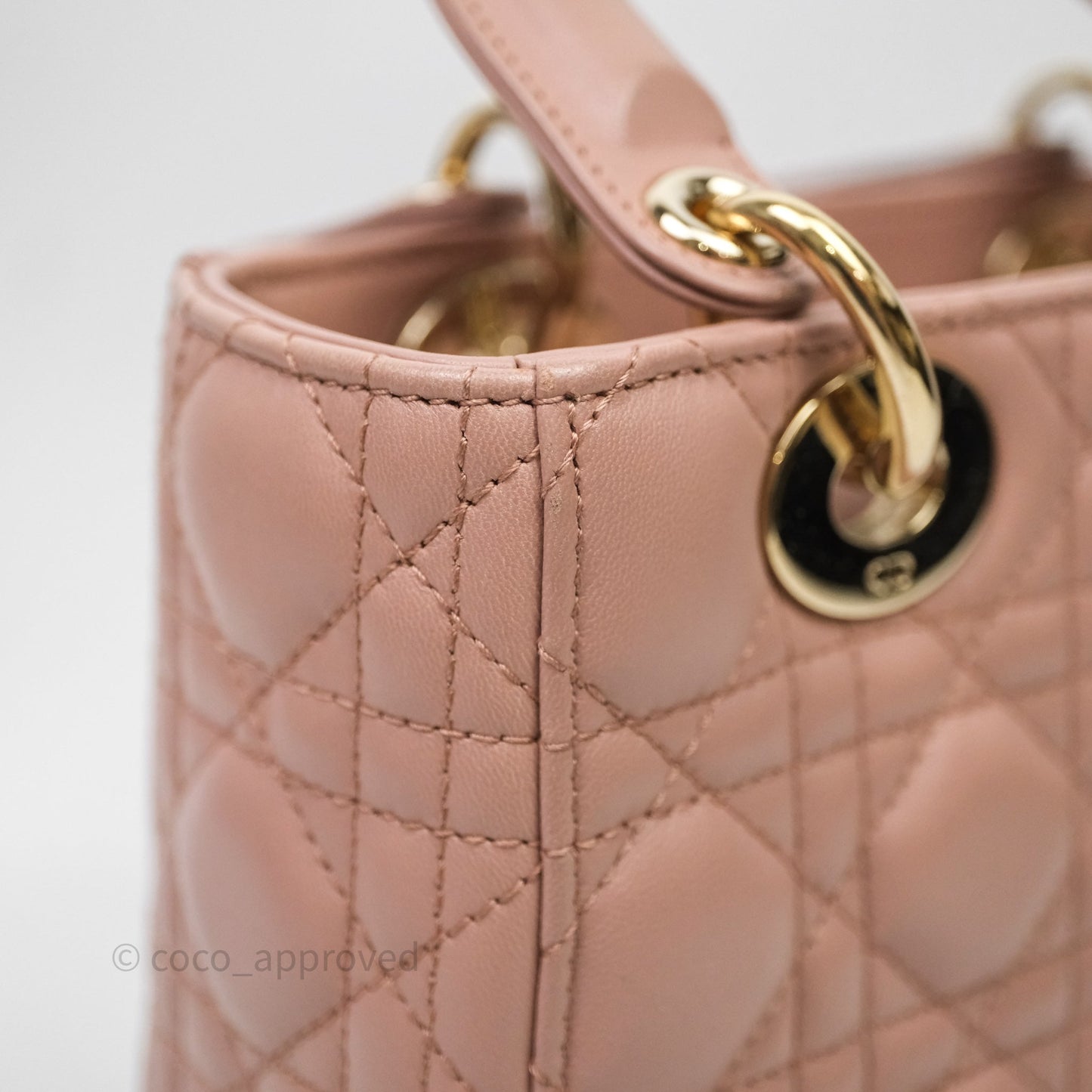 Christian Dior Small Lady Dior Blush Lambskin Gold Hardware