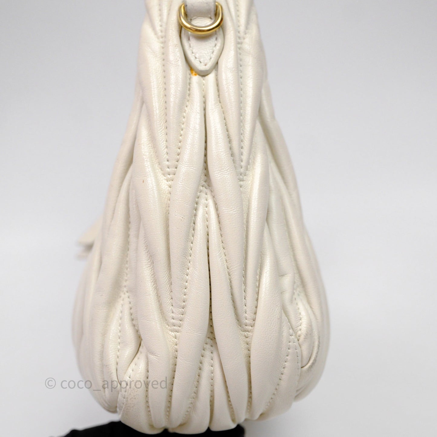 Miu Miu Wander Matelassé Nappa Leather Hobo Bag White