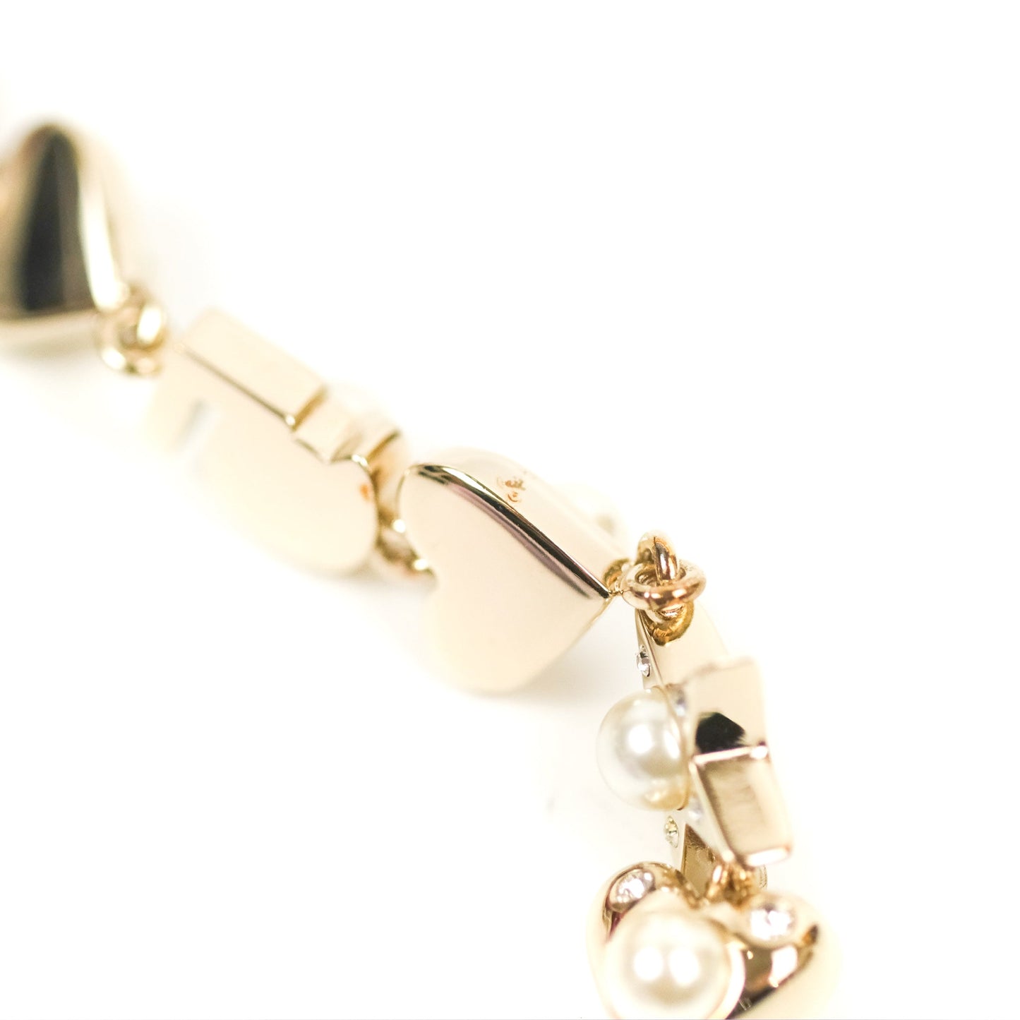 Chanel CC Crystal Pearl Heart Star Drop Necklace Gold Tone 19B