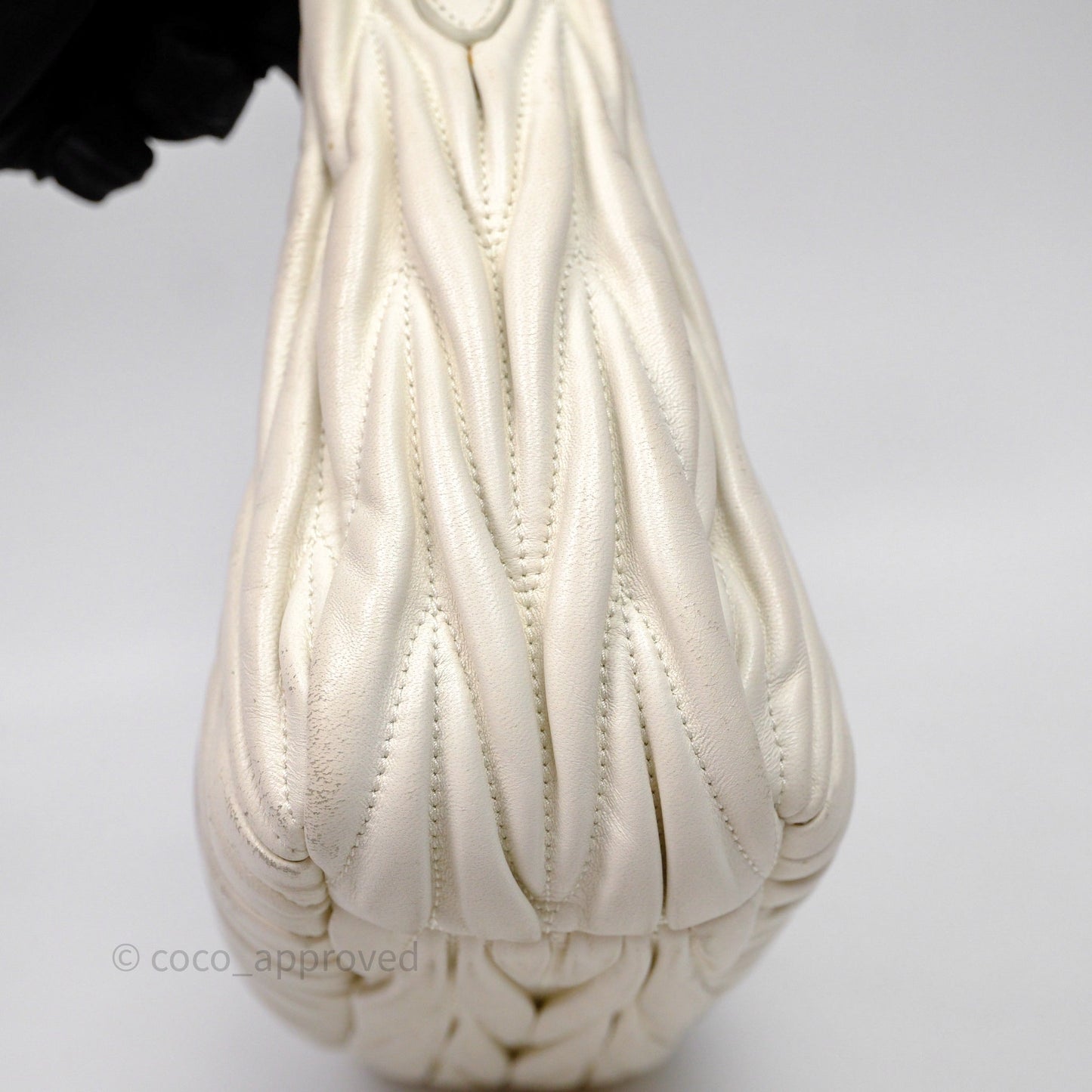 Miu Miu Wander Matelassé Nappa Leather Hobo Bag White