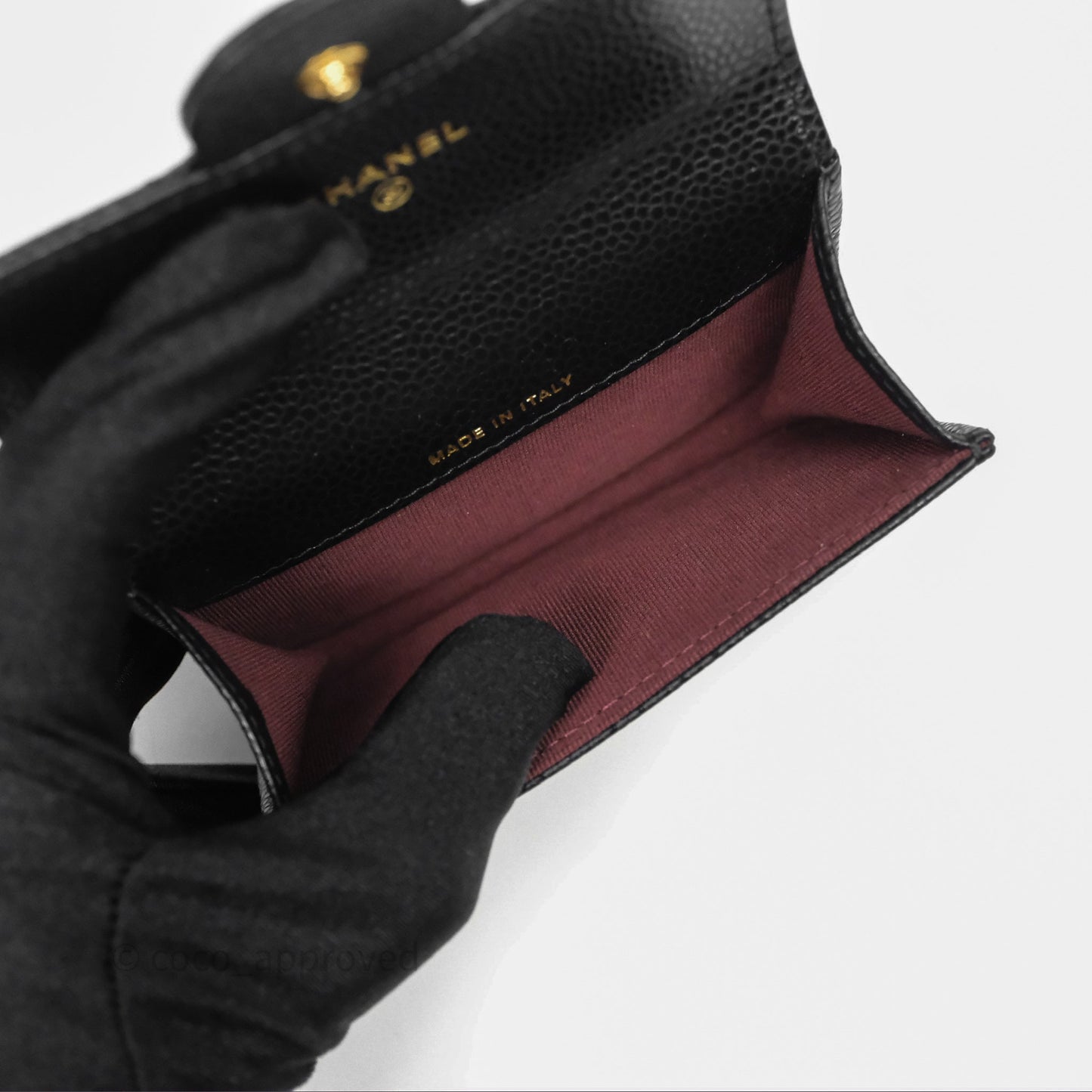 Chanel Classic Quilted Flap Card Holder Black Caviar Gold Hardware