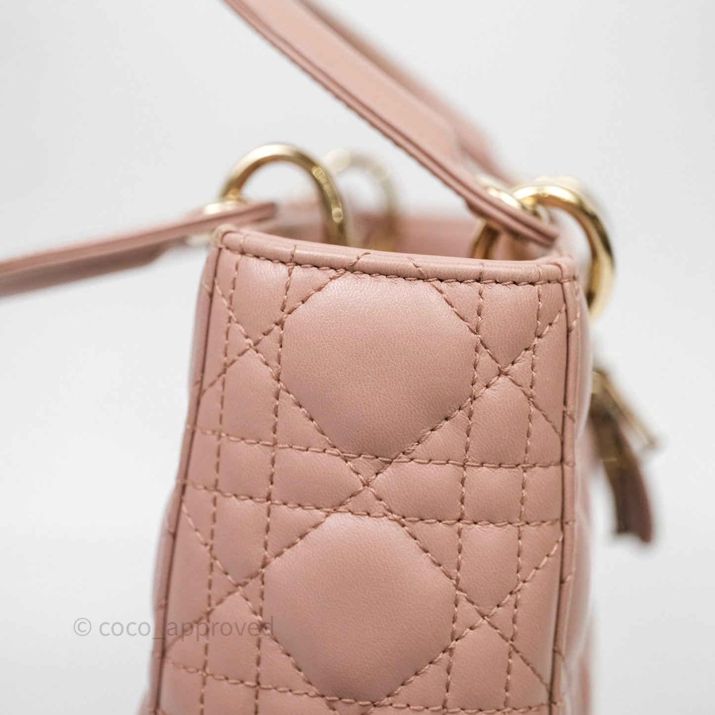 Christian Dior Small Lady Dior Blush Lambskin Gold Hardware