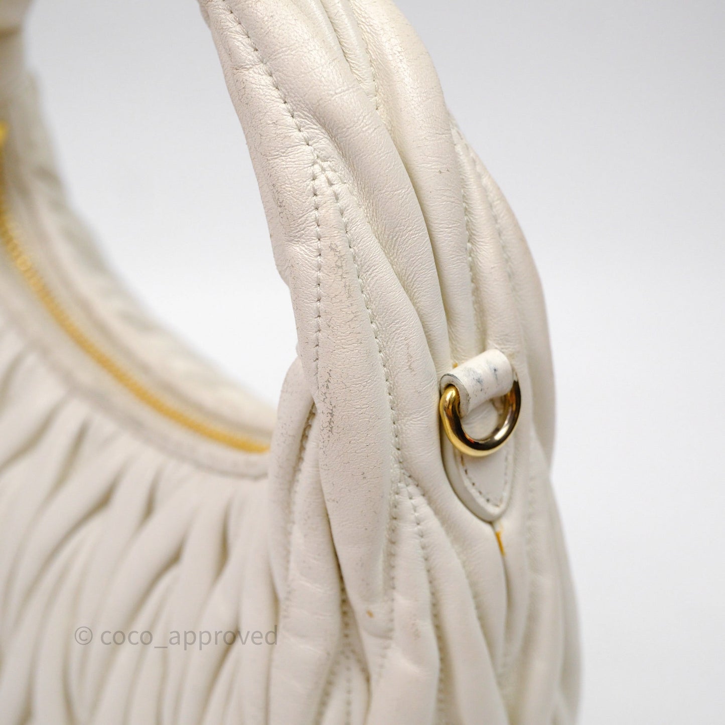 Miu Miu Wander Matelassé Nappa Leather Hobo Bag White