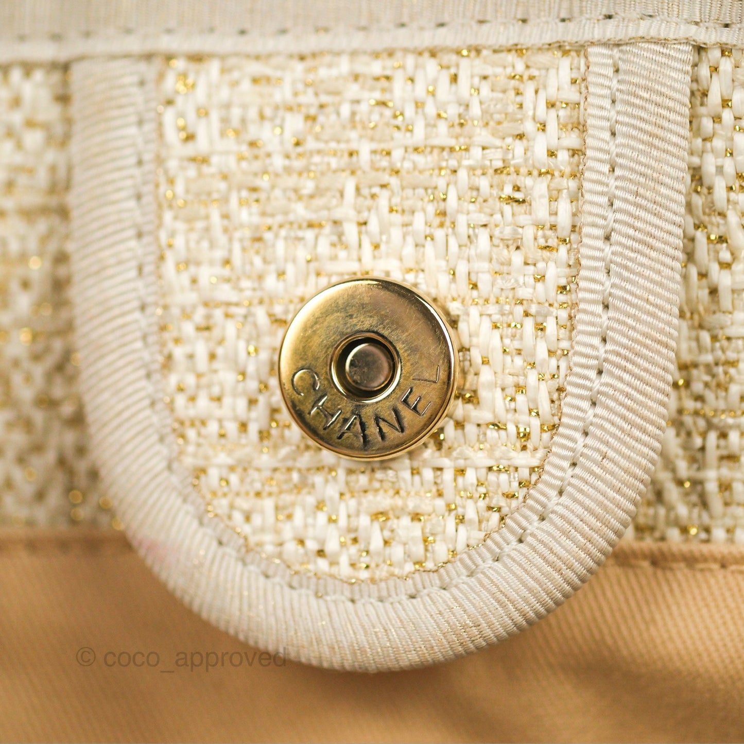 Chanel Medium Deauville Tote Ivory Gold