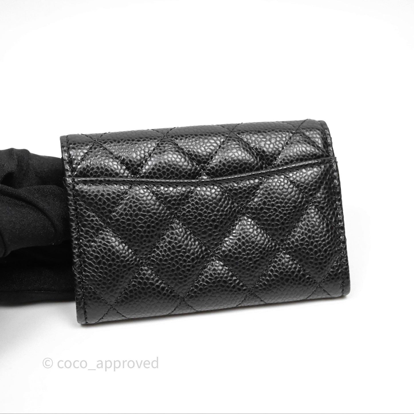 Chanel Classic Quilted Flap Card Holder Black Caviar Gold Hardware