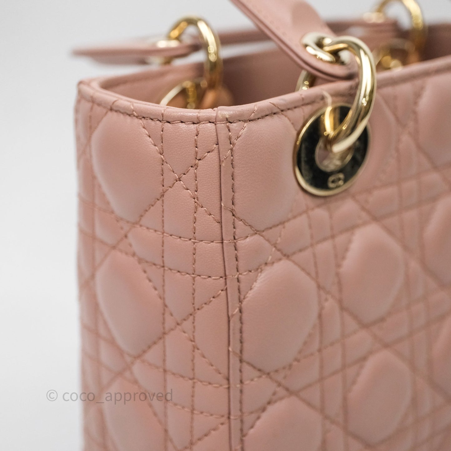 Christian Dior Small Lady Dior Blush Lambskin Gold Hardware