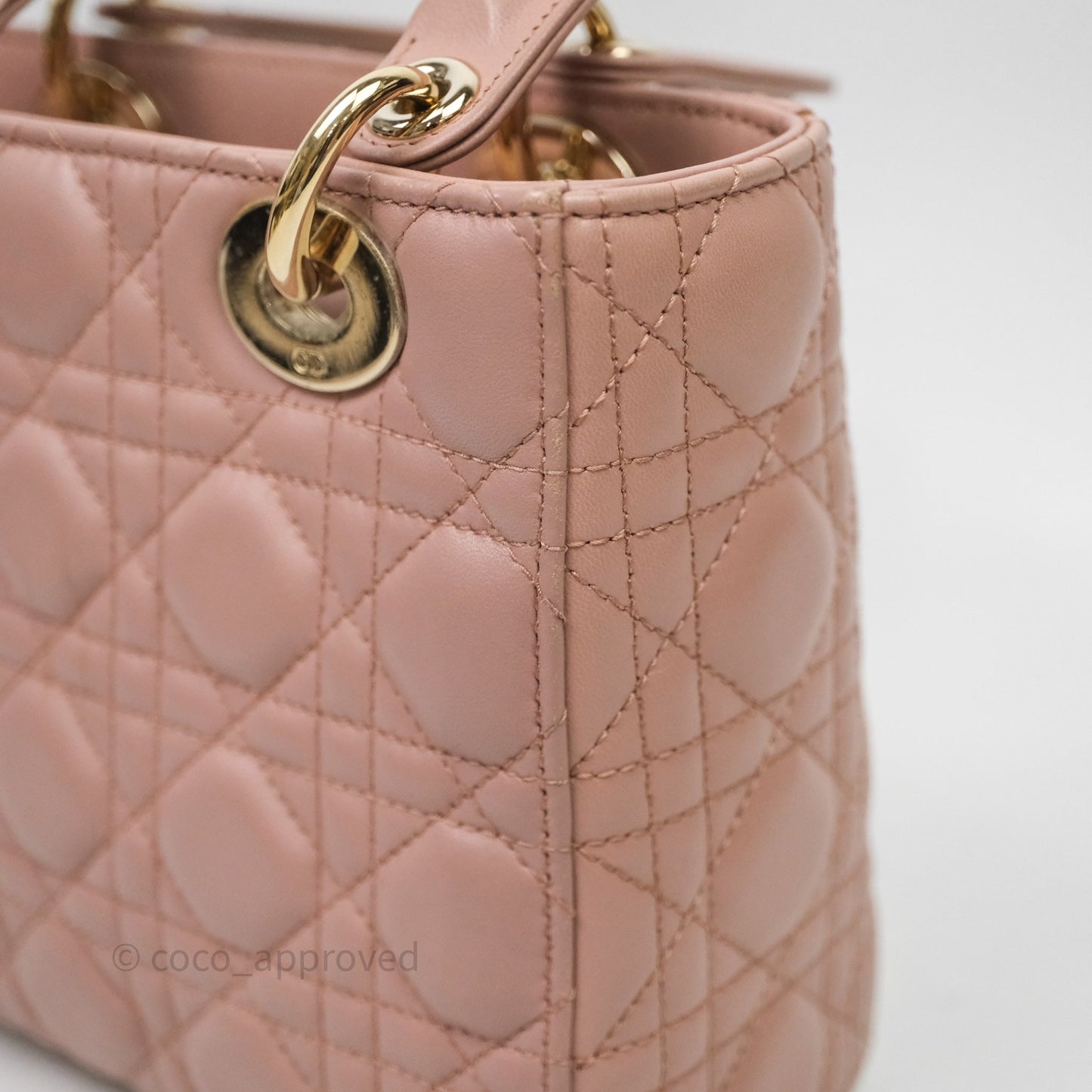 Christian Dior Small Lady Dior Blush Lambskin Gold Hardware