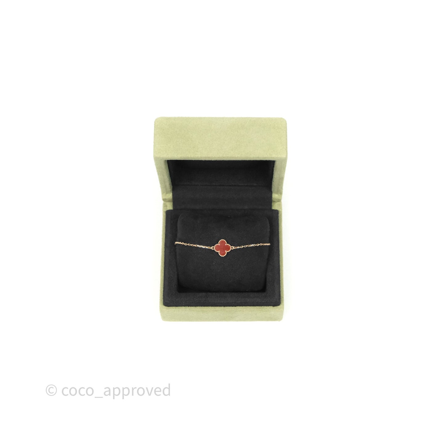 Van Cleef & Arpels Sweet Alhambra Bracelet Rose Gold Red Carnelian