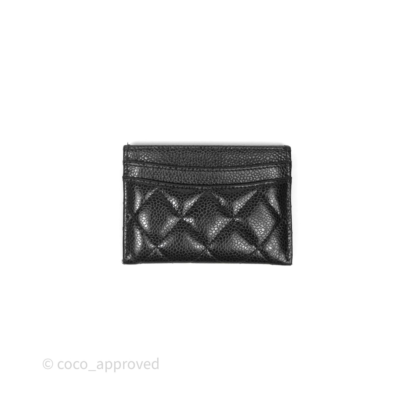 Chanel Classic Flat Card Holder Black Caviar Gold Hardware