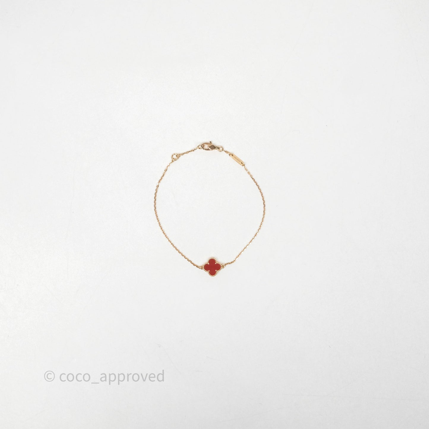 Van Cleef & Arpels Sweet Alhambra Bracelet Rose Gold Red Carnelian