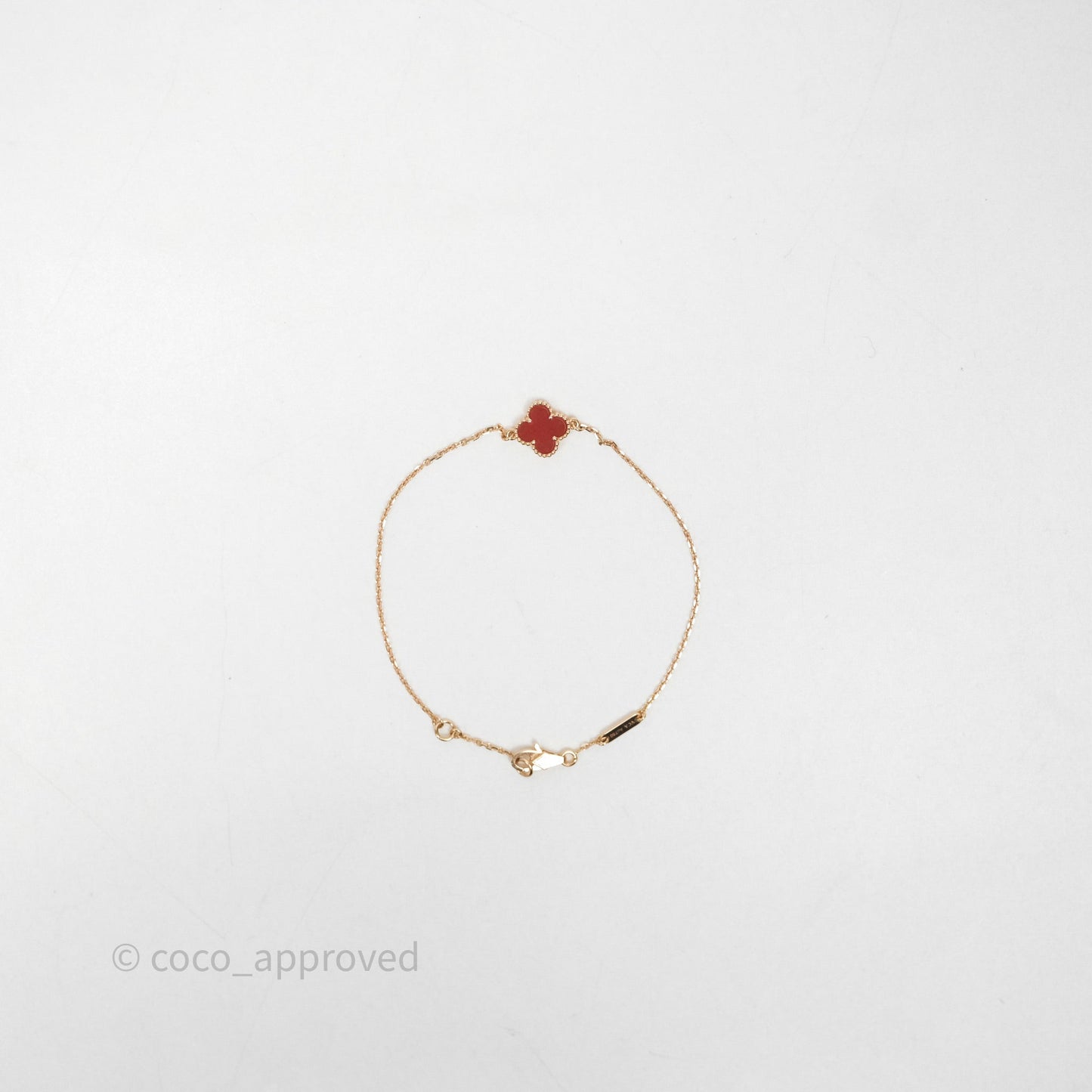 Van Cleef & Arpels Sweet Alhambra Bracelet Rose Gold Red Carnelian