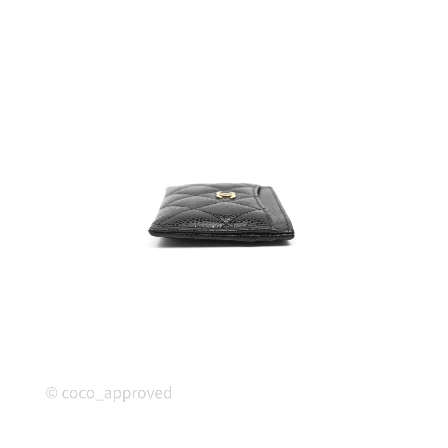 Chanel Classic Flat Card Holder Black Caviar Gold Hardware