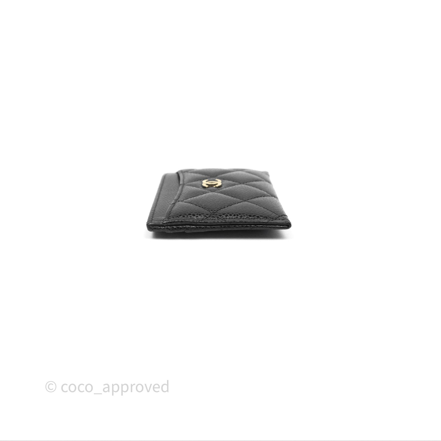 Chanel Classic Flat Card Holder Black Caviar Gold Hardware
