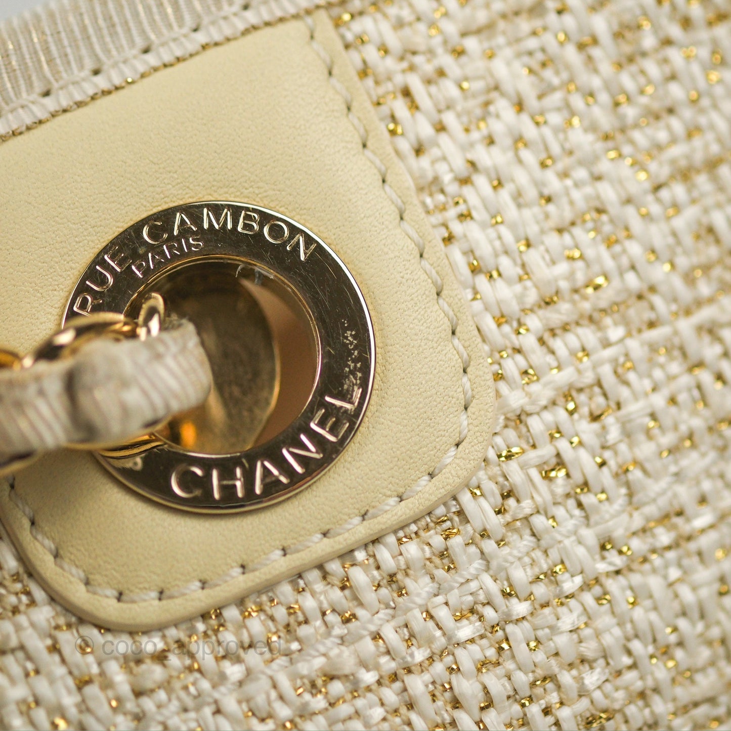 Chanel Medium Deauville Tote Ivory Gold