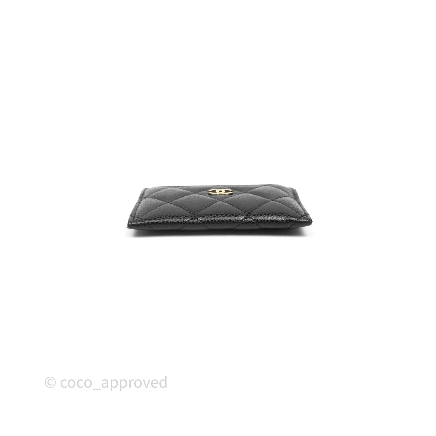 Chanel Classic Flat Card Holder Black Caviar Gold Hardware