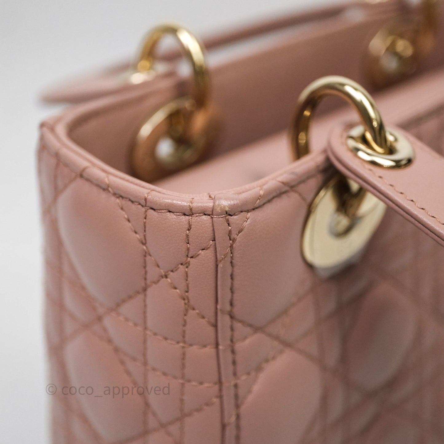 Christian Dior Small Lady Dior Blush Lambskin Gold Hardware
