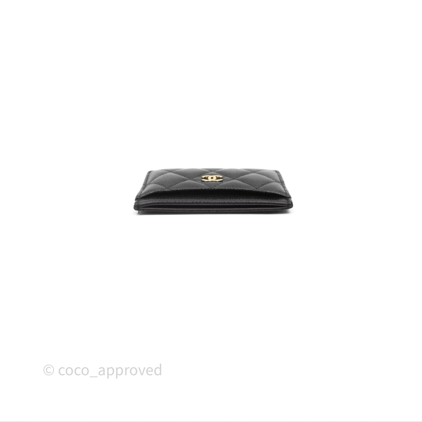 Chanel Classic Flat Card Holder Black Caviar Gold Hardware