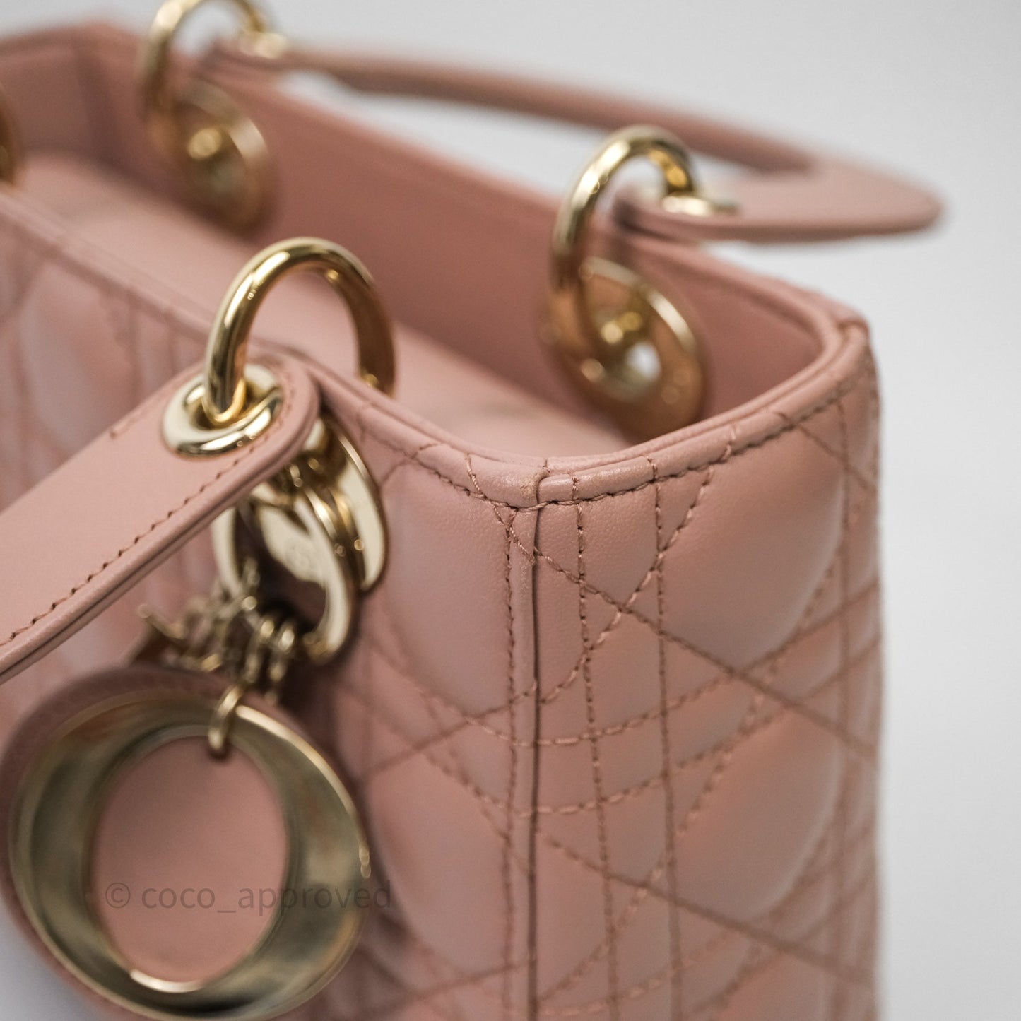 Christian Dior Small Lady Dior Blush Lambskin Gold Hardware