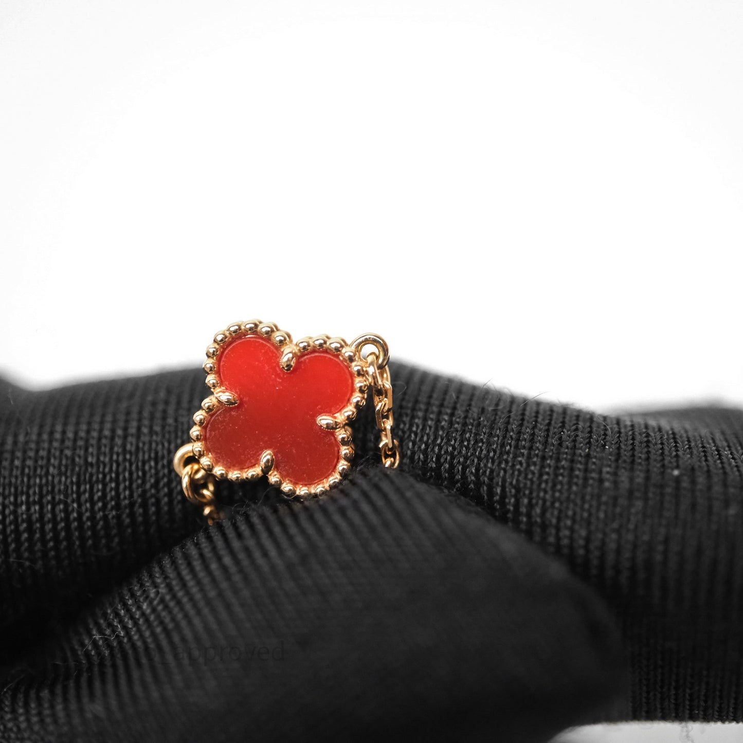 Van Cleef & Arpels Sweet Alhambra Bracelet Rose Gold Red Carnelian