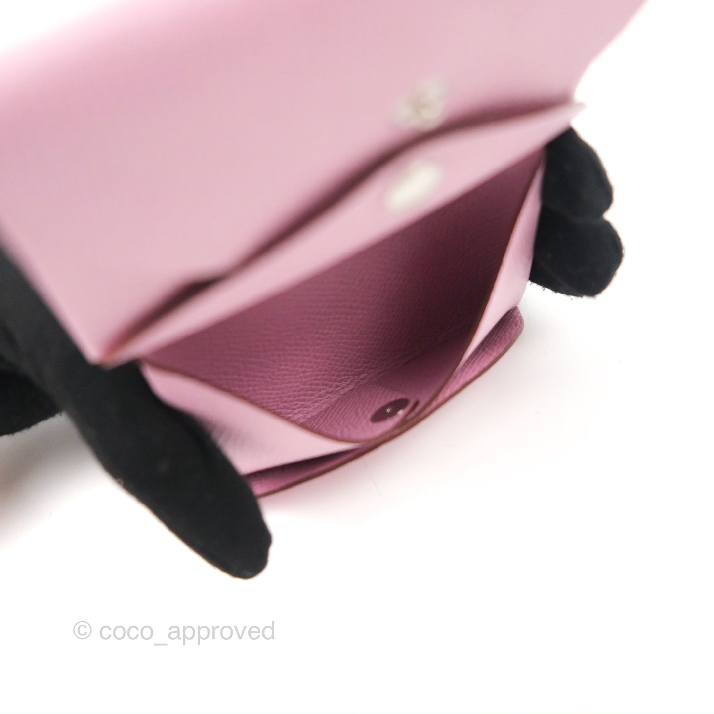 Hermès Calvi Duo Card Case Mauve Sylvester Epsom Palladium Hardware