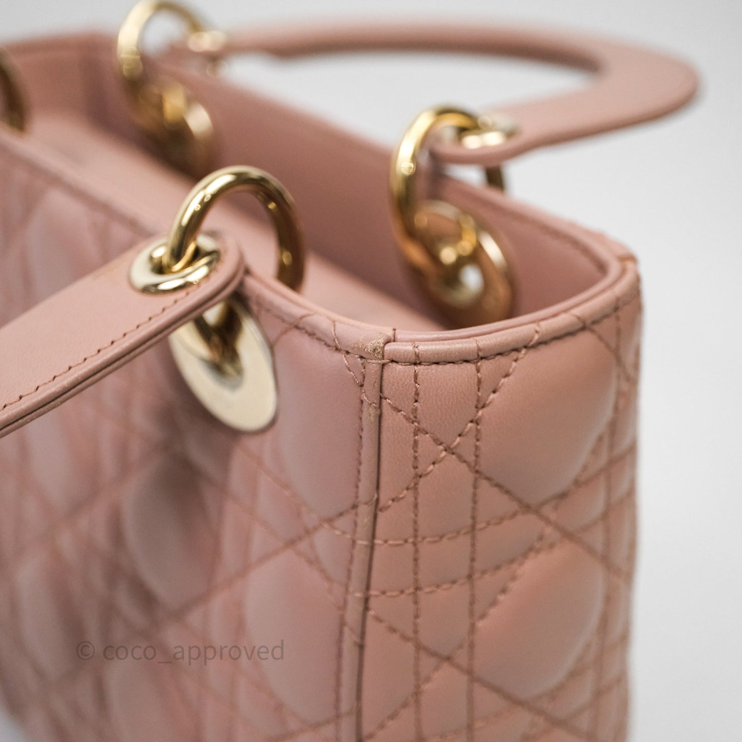 Christian Dior Small Lady Dior Blush Lambskin Gold Hardware