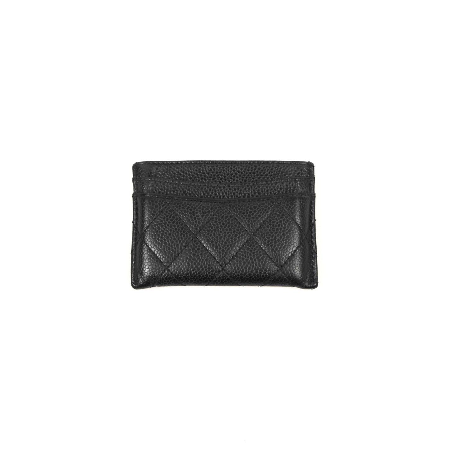 Chanel Classic Flat Card Holder Black Caviar Gold Hardware