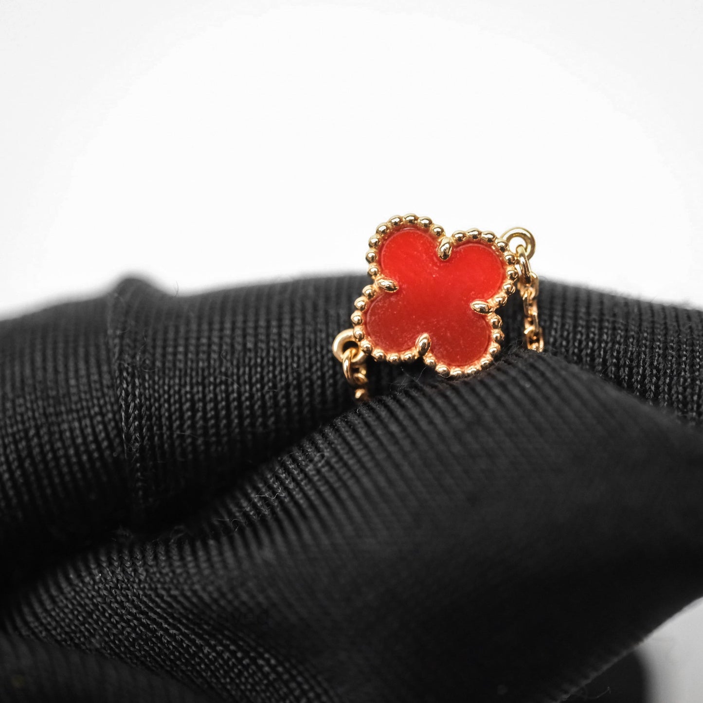 Van Cleef & Arpels Sweet Alhambra Bracelet Rose Gold Red Carnelian