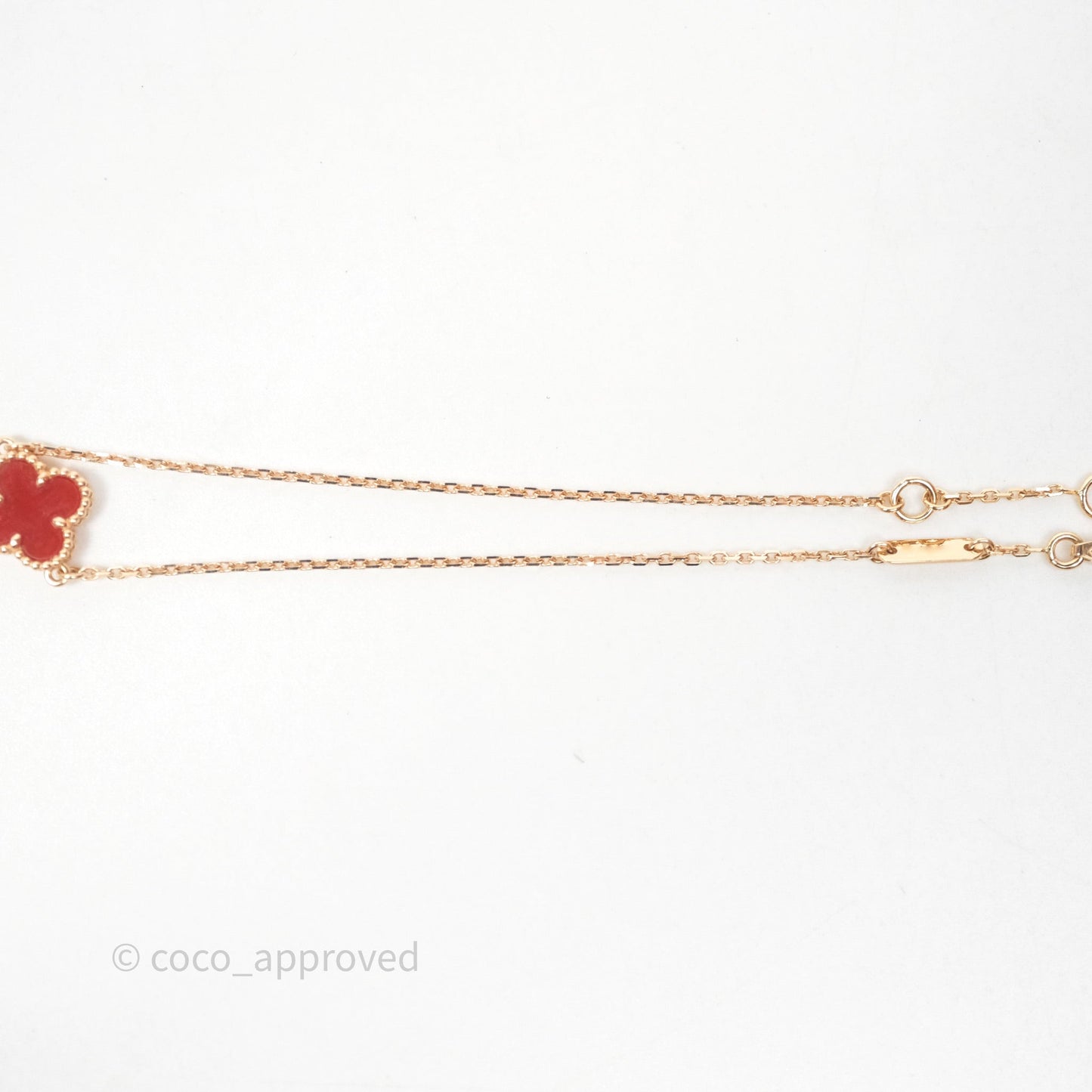 Van Cleef & Arpels Sweet Alhambra Bracelet Rose Gold Red Carnelian