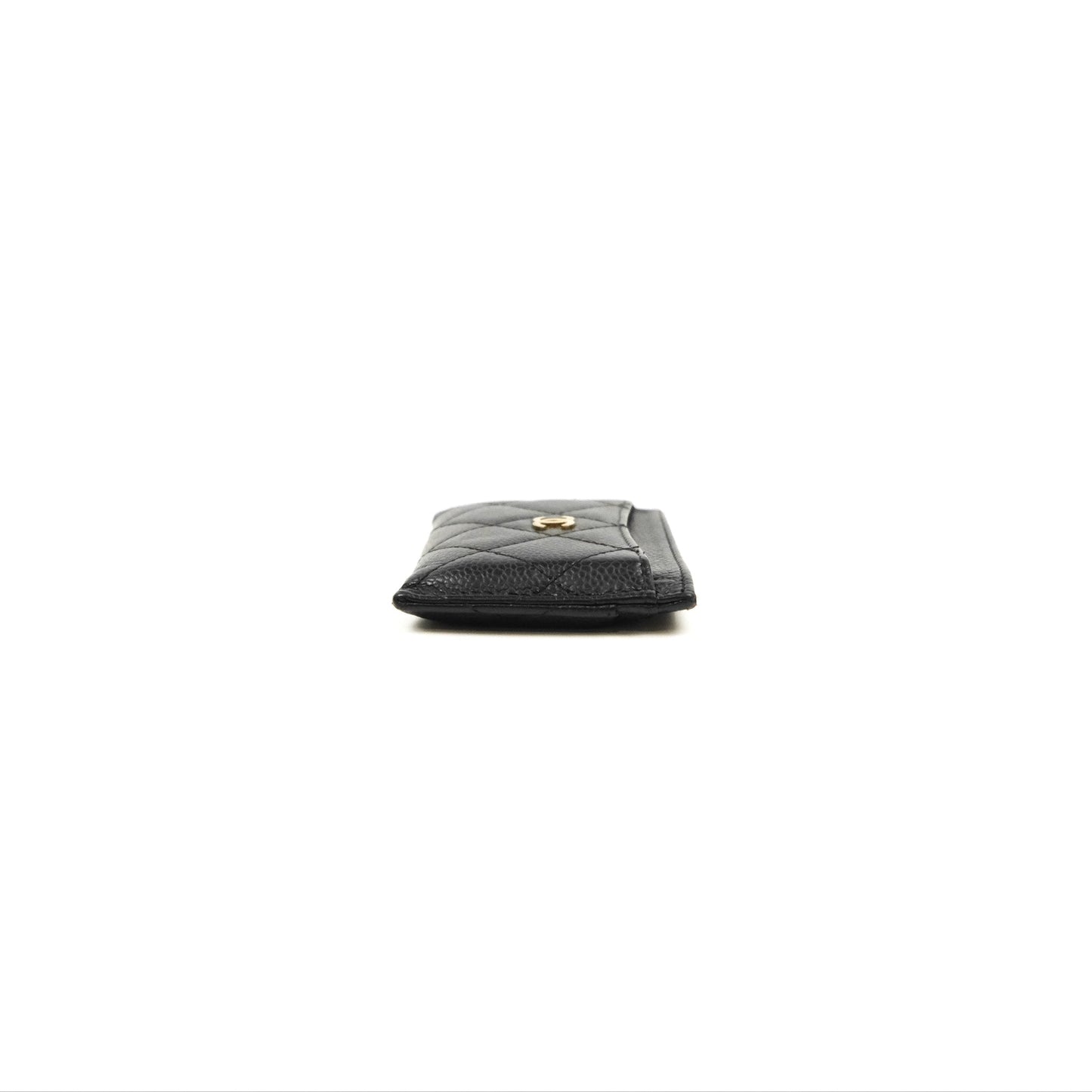 Chanel Classic Flat Card Holder Black Caviar Gold Hardware