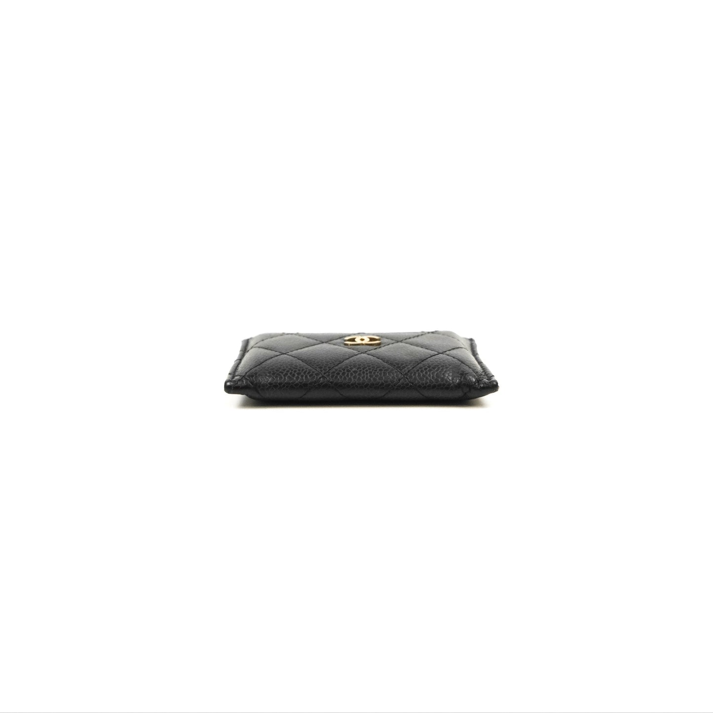Chanel Classic Flat Card Holder Black Caviar Gold Hardware