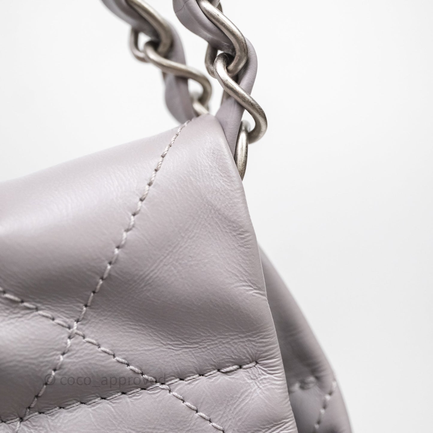 Chanel 22 Small Grey Aged Calfskin Matte Silver Hardware