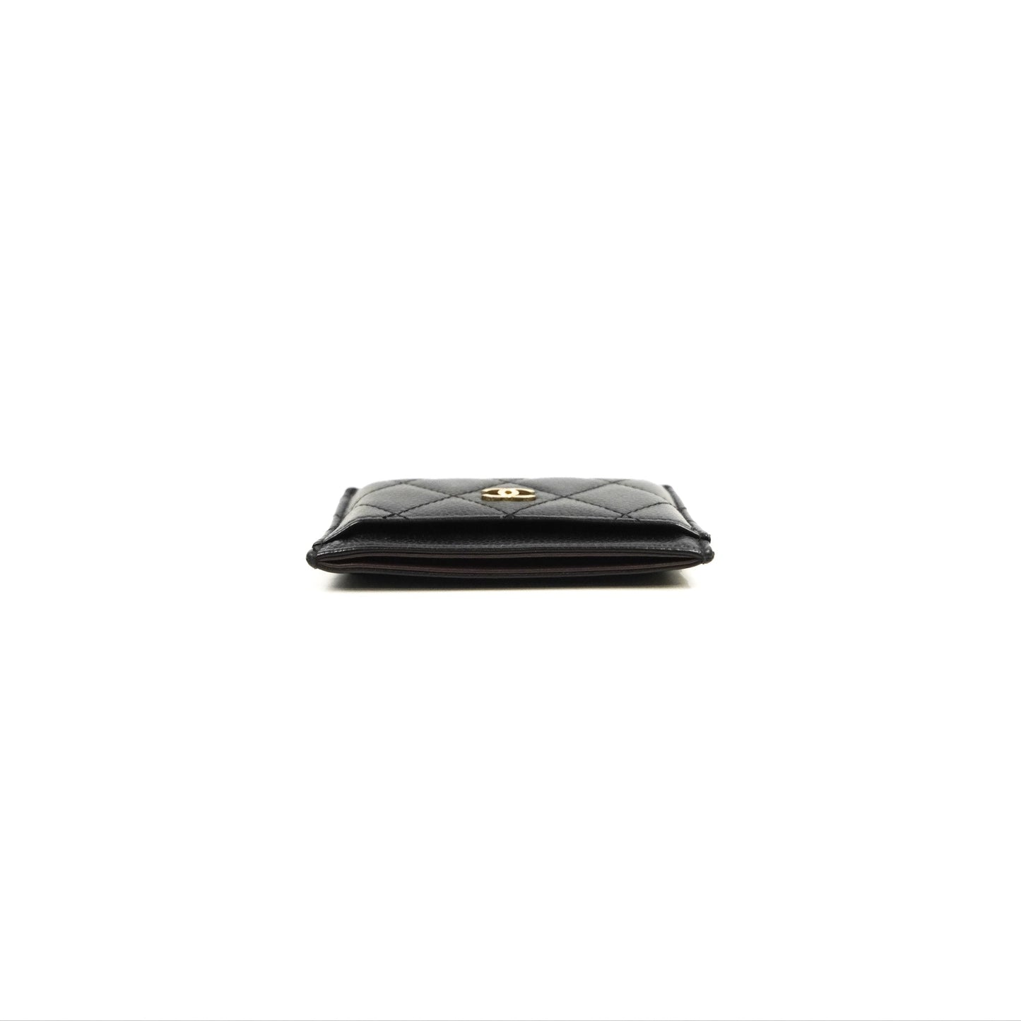 Chanel Classic Flat Card Holder Black Caviar Gold Hardware