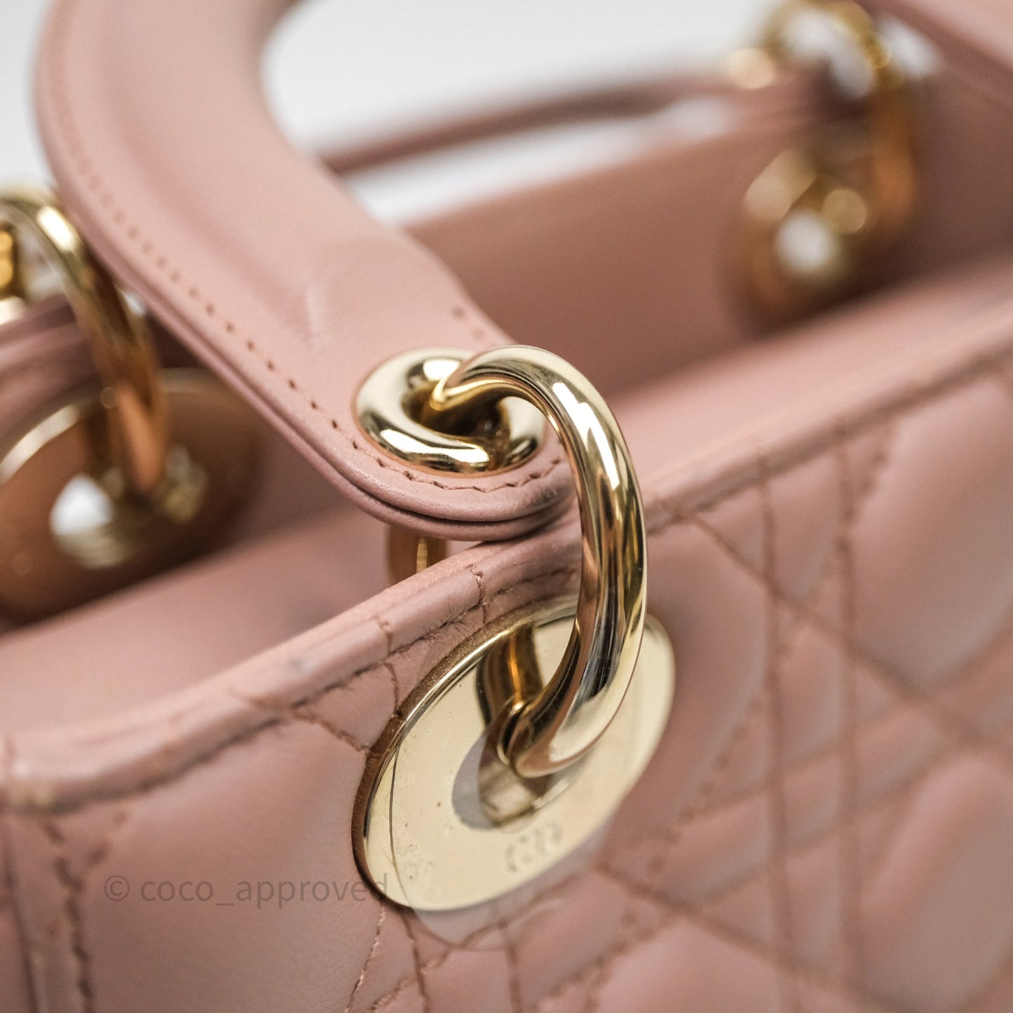 Christian Dior Small Lady Dior Blush Lambskin Gold Hardware