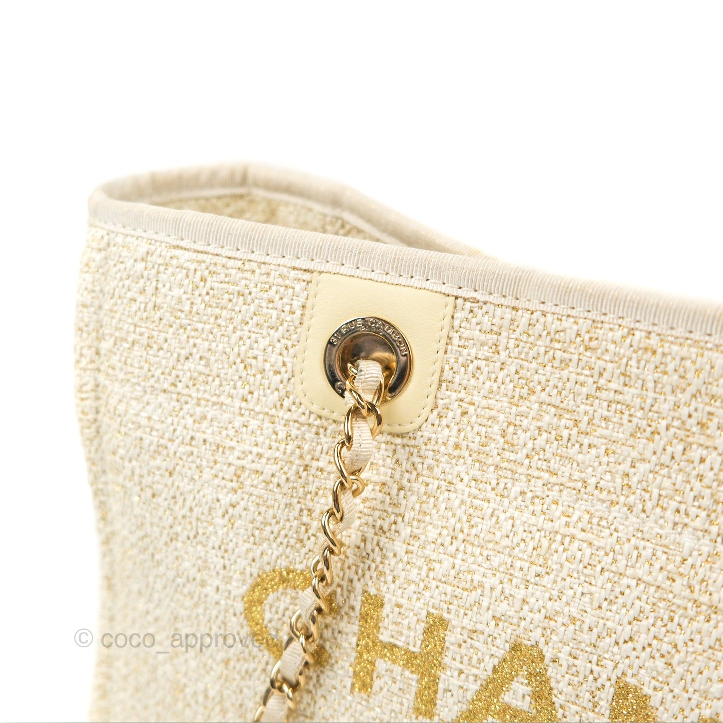 Chanel Medium Deauville Tote Ivory Gold
