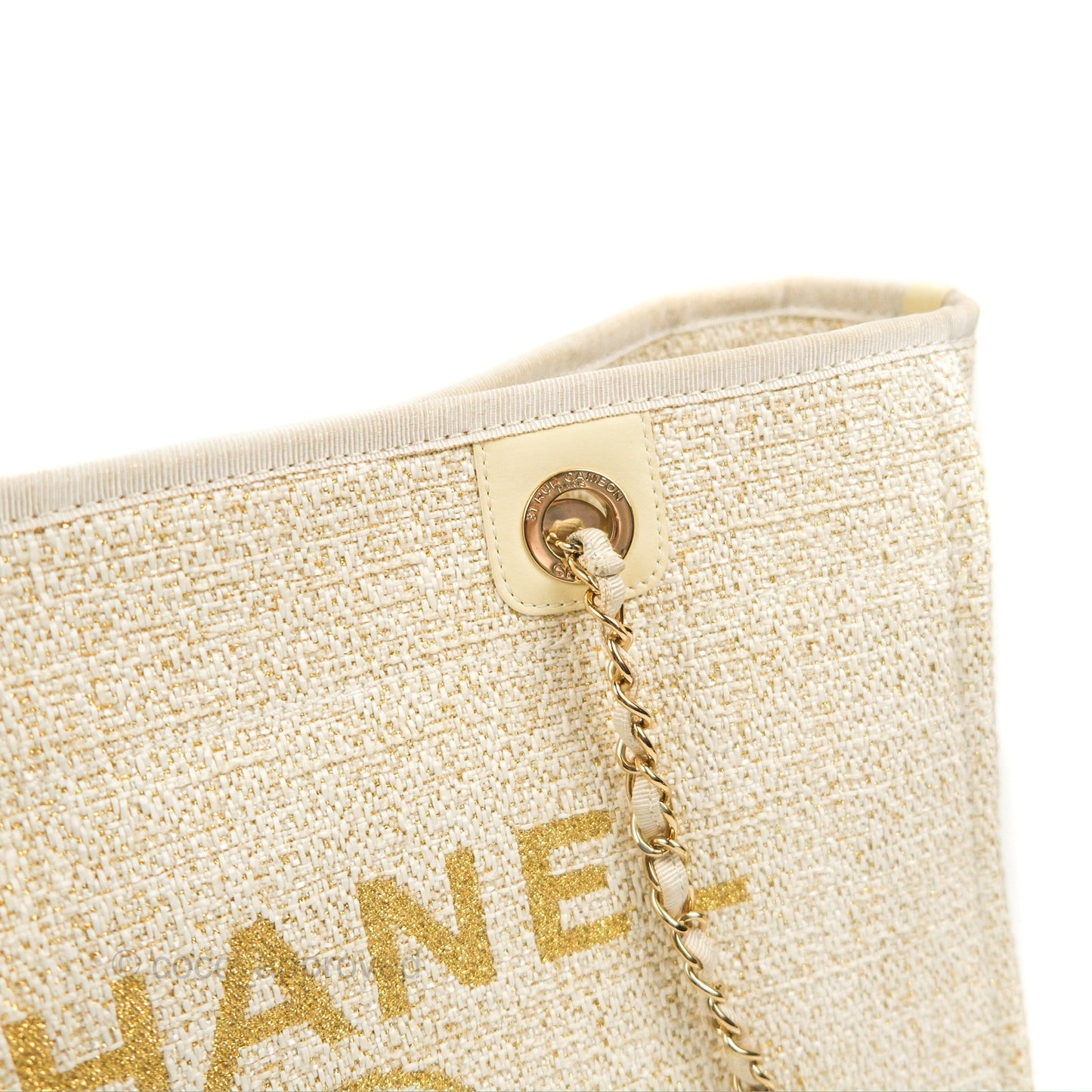 Chanel Medium Deauville Tote Ivory Gold
