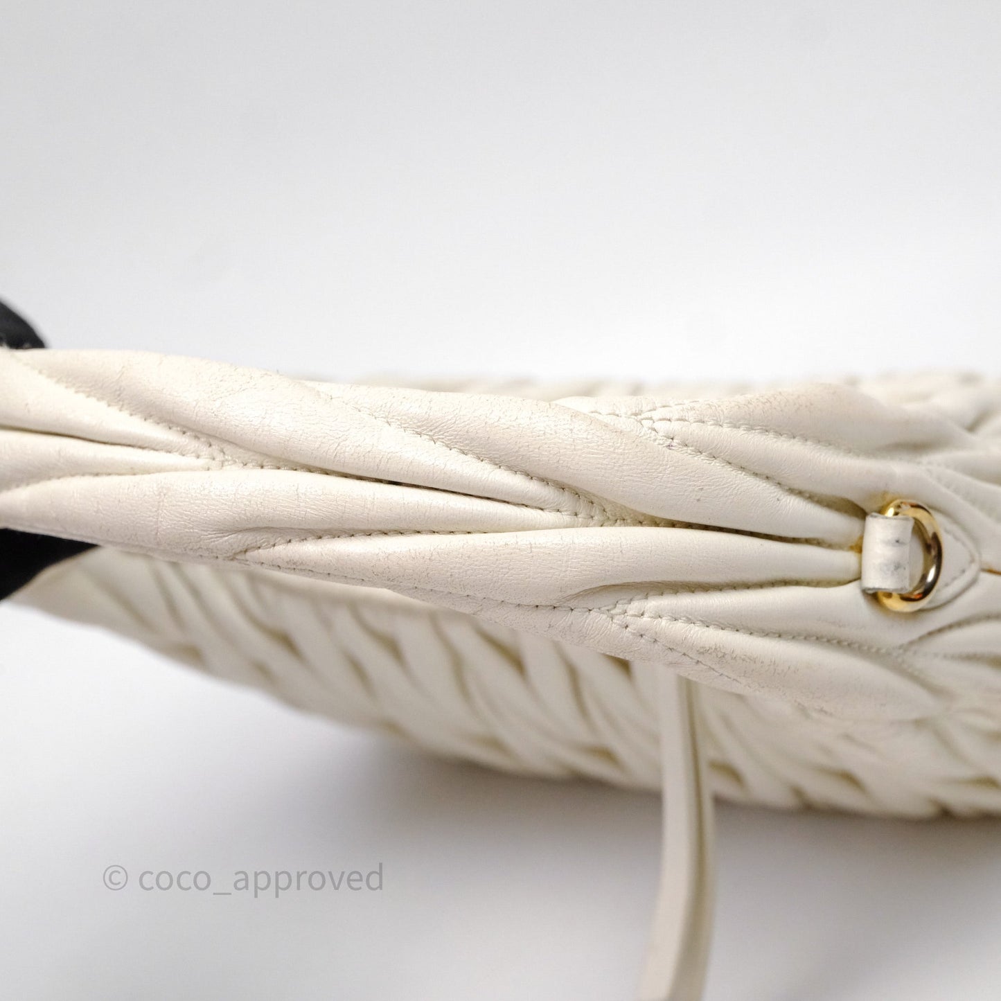 Miu Miu Wander Matelassé Nappa Leather Hobo Bag White