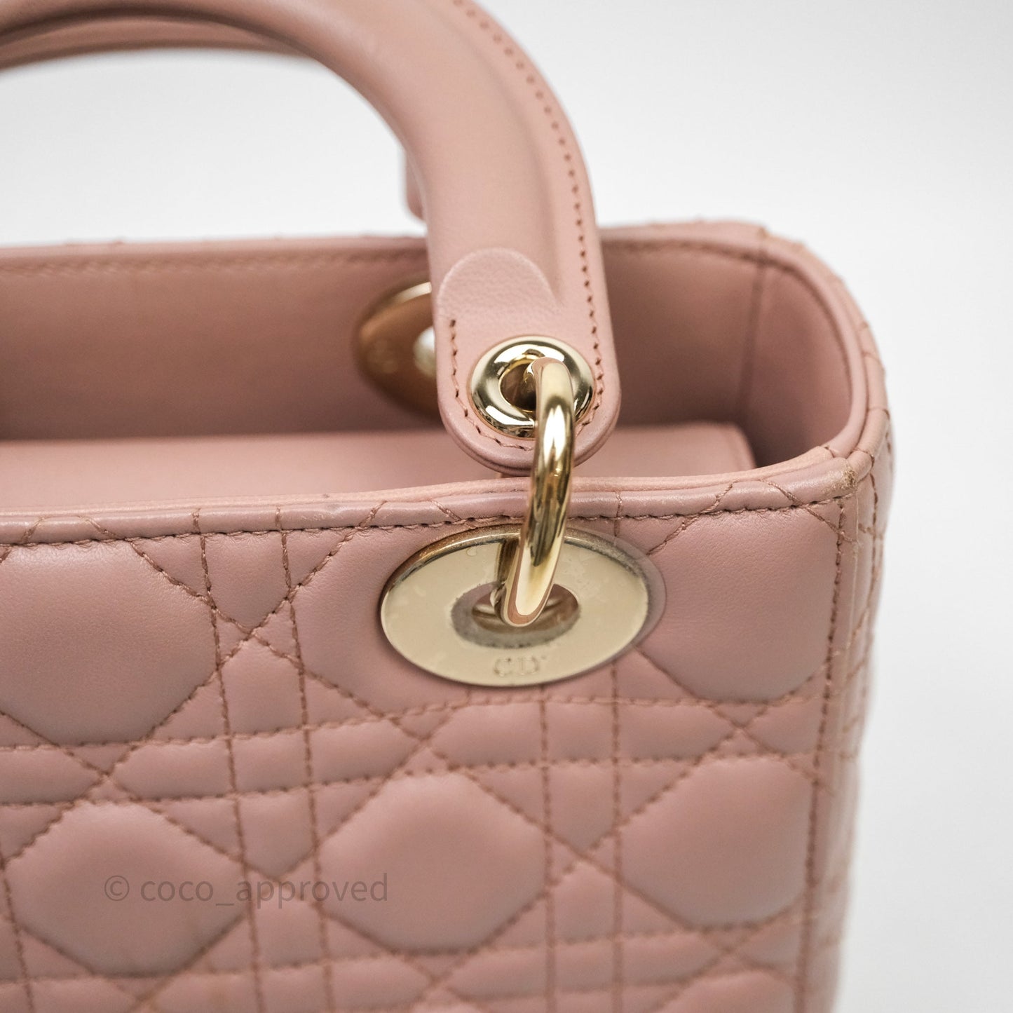Christian Dior Small Lady Dior Blush Lambskin Gold Hardware