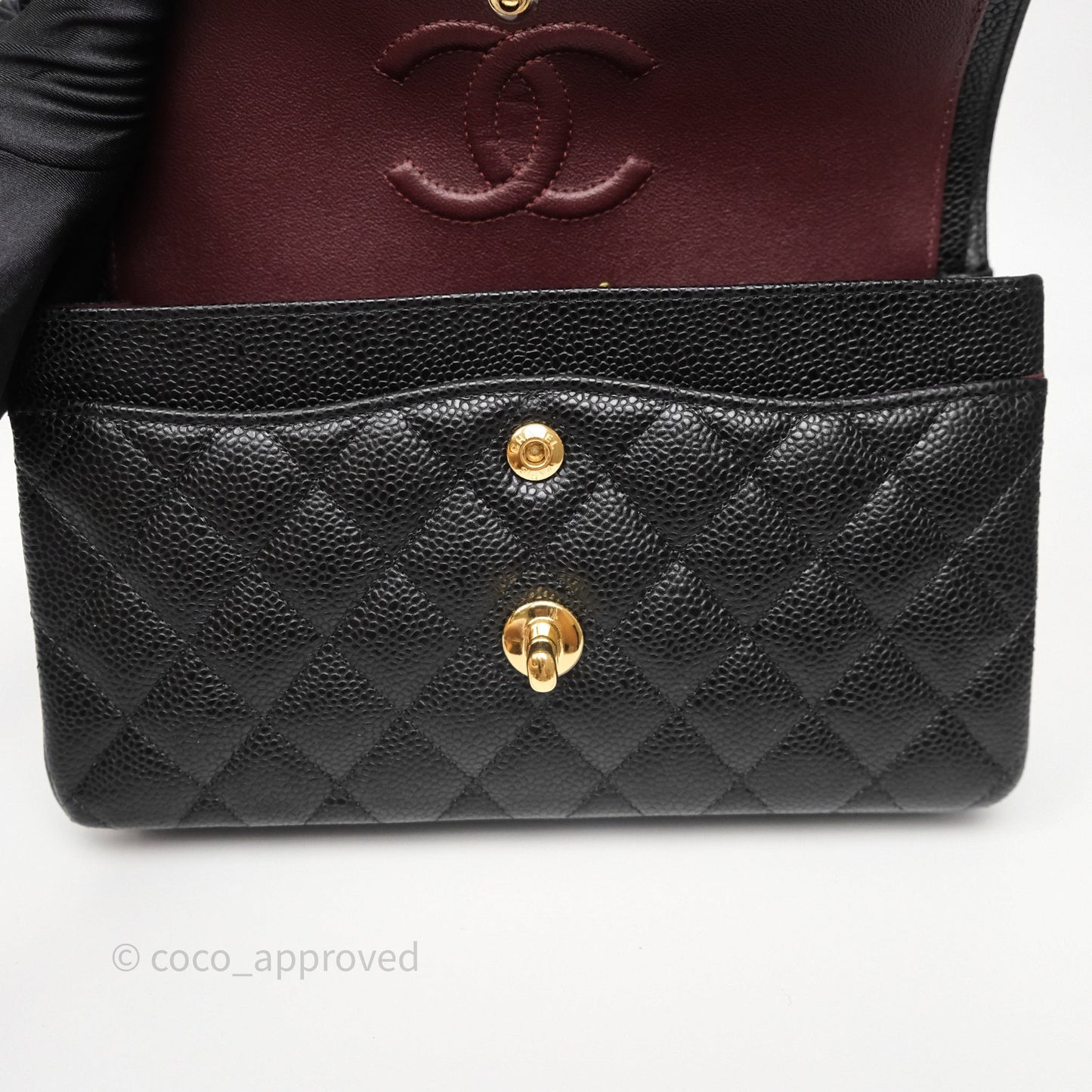 Chanel Small Classic Flap Quilted Black Caviar Gold Hardware