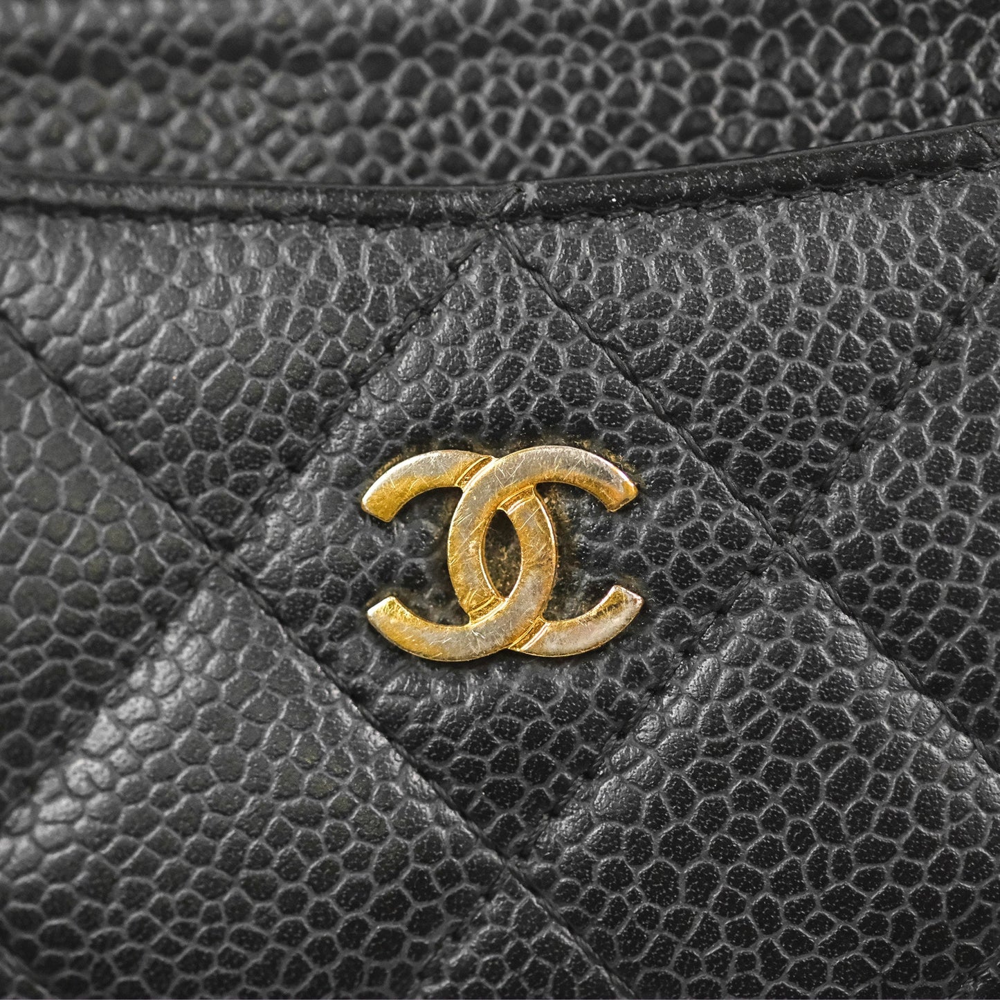 Chanel Classic Flat Card Holder Black Caviar Gold Hardware