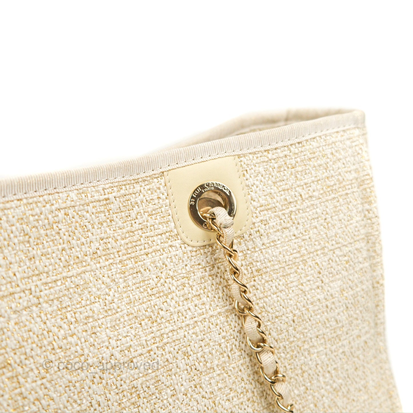 Chanel Medium Deauville Tote Ivory Gold