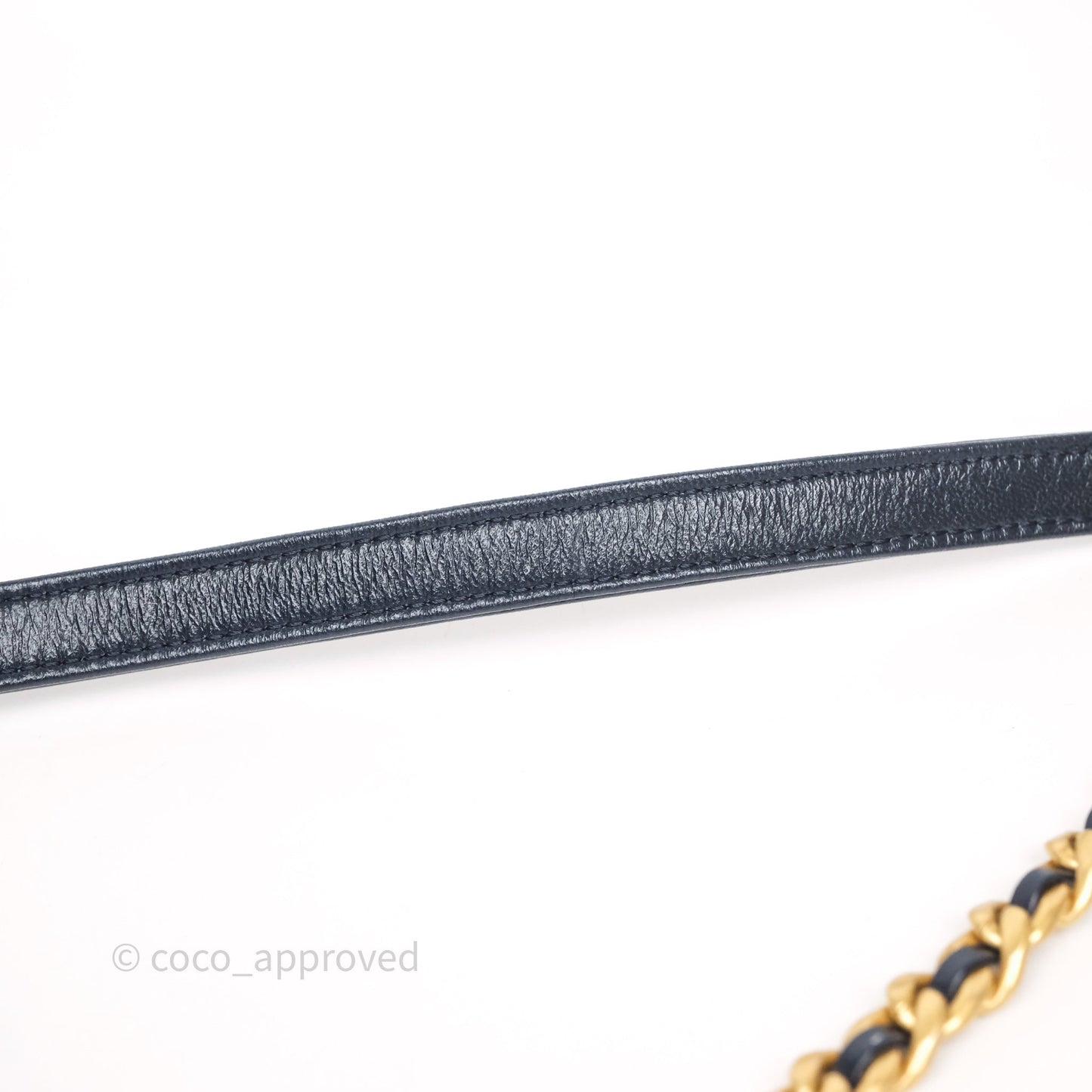 Chanel Small Entwined Chain Drawstring Bucket Bag Navy Lambskin Age Gold Hardware
