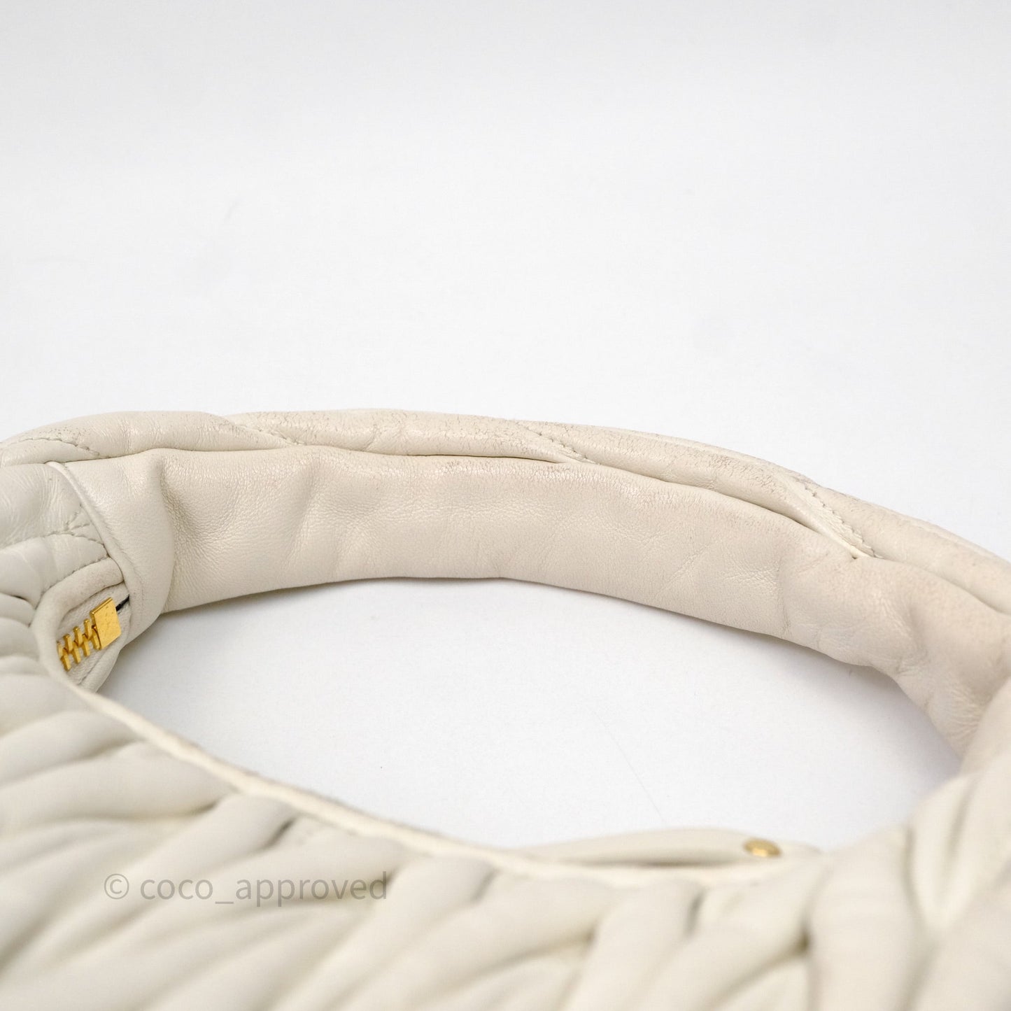 Miu Miu Wander Matelassé Nappa Leather Hobo Bag White