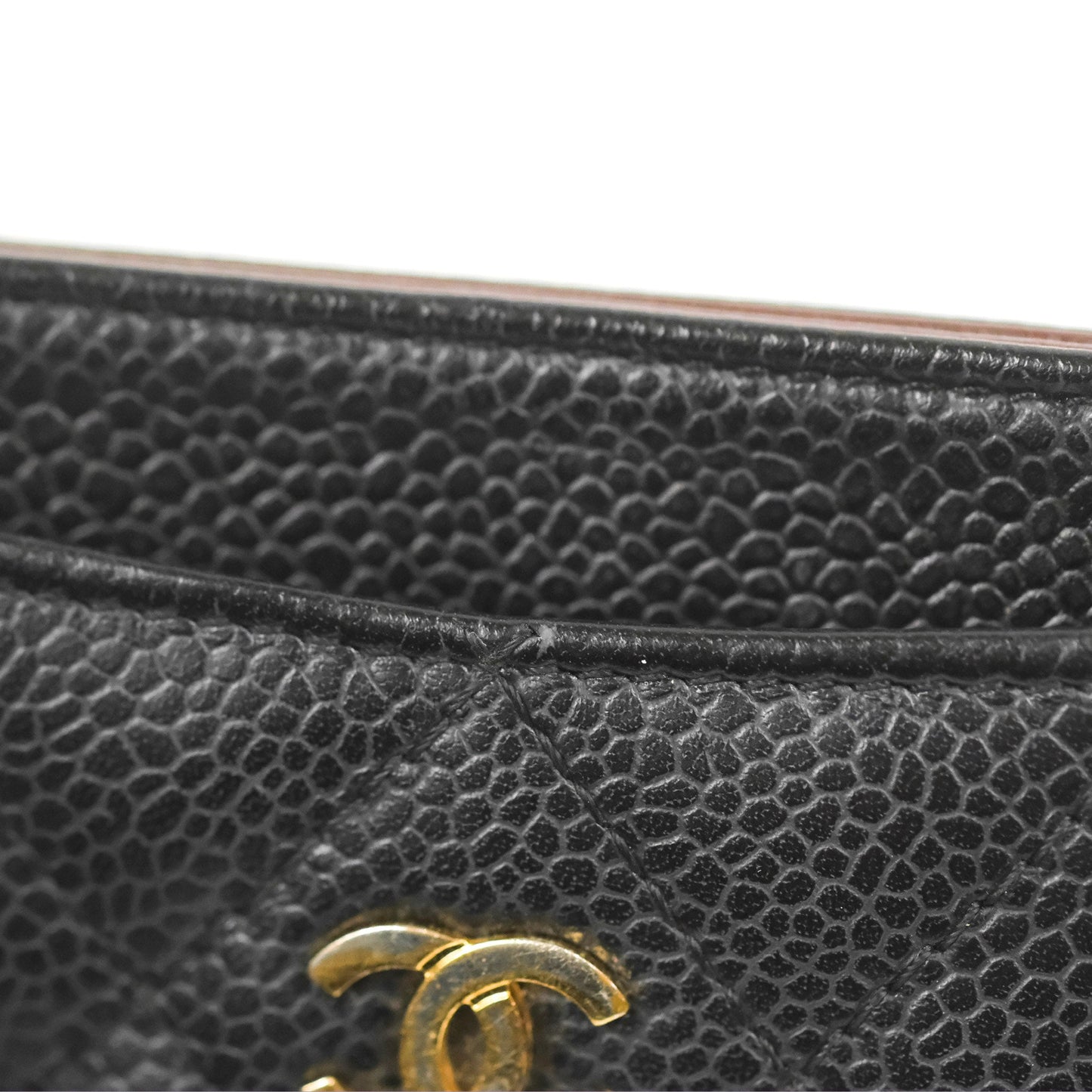 Chanel Classic Flat Card Holder Black Caviar Gold Hardware