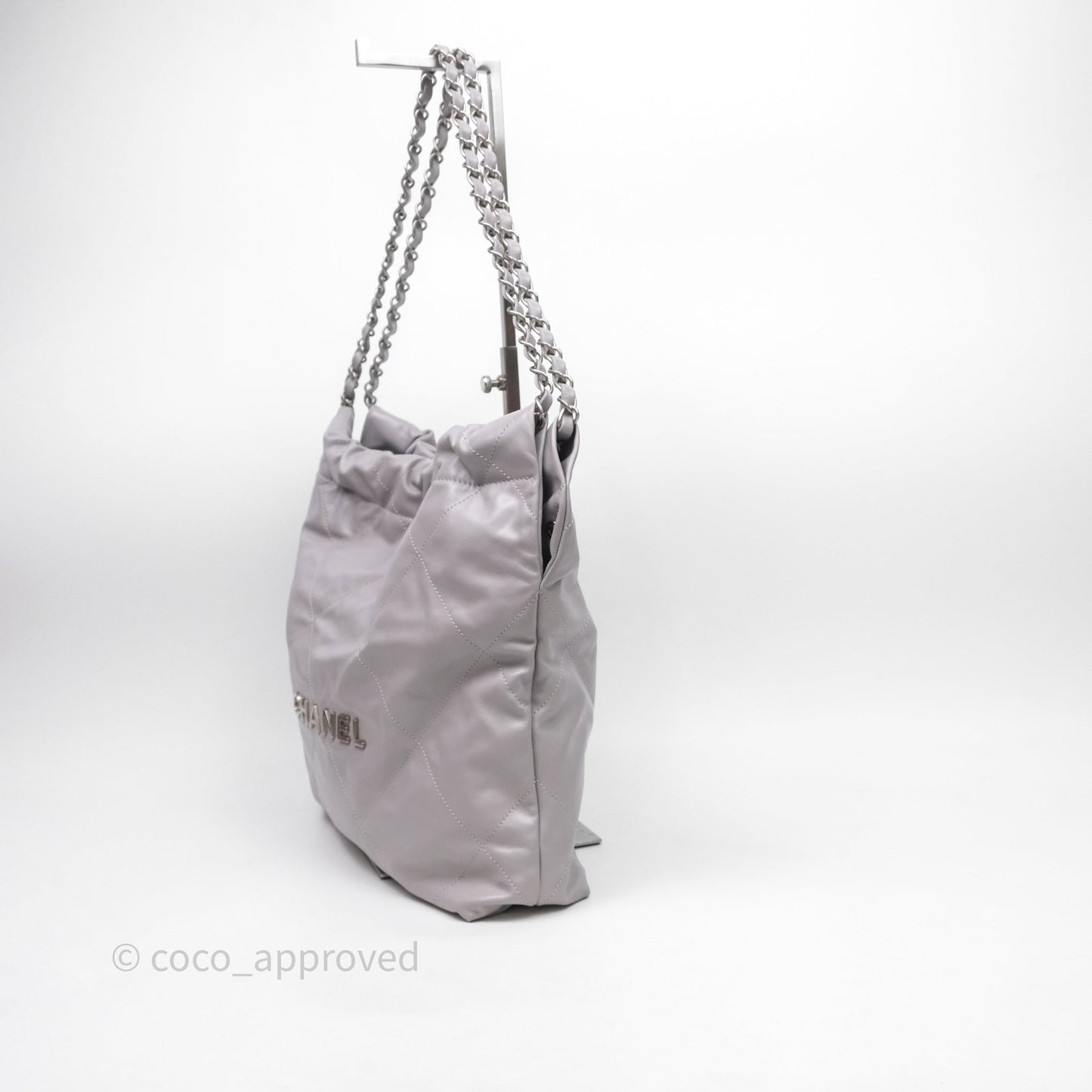 Chanel 22 Small Grey Aged Calfskin Matte Silver Hardware