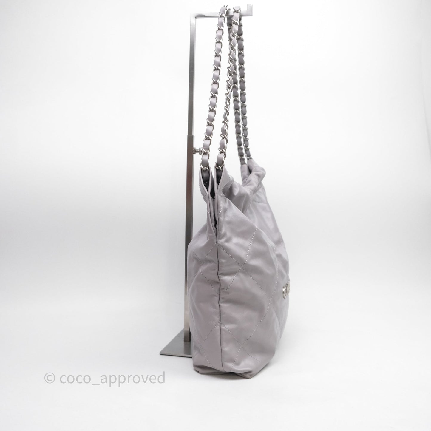 Chanel 22 Small Grey Aged Calfskin Matte Silver Hardware