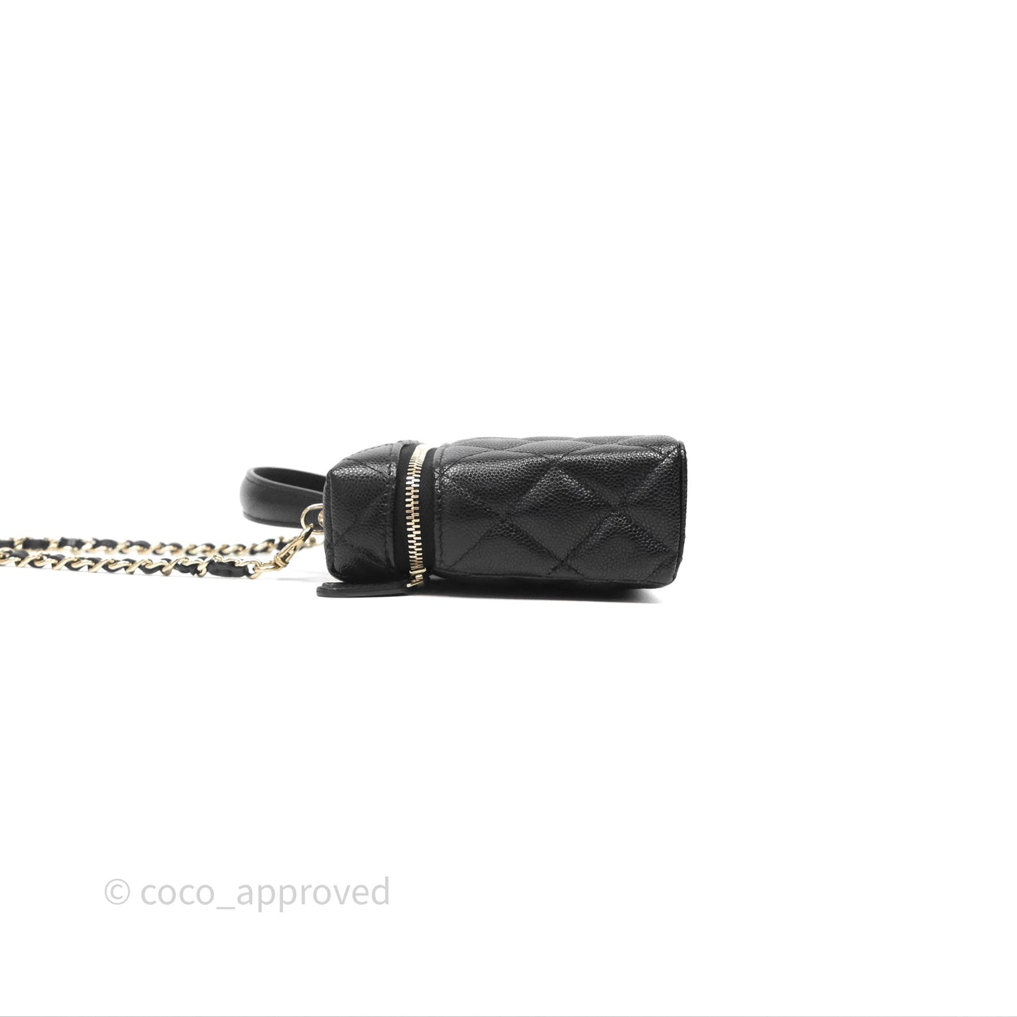 Chanel Top Handle Long Vanity with Chain Black Caviar Gold Hardware