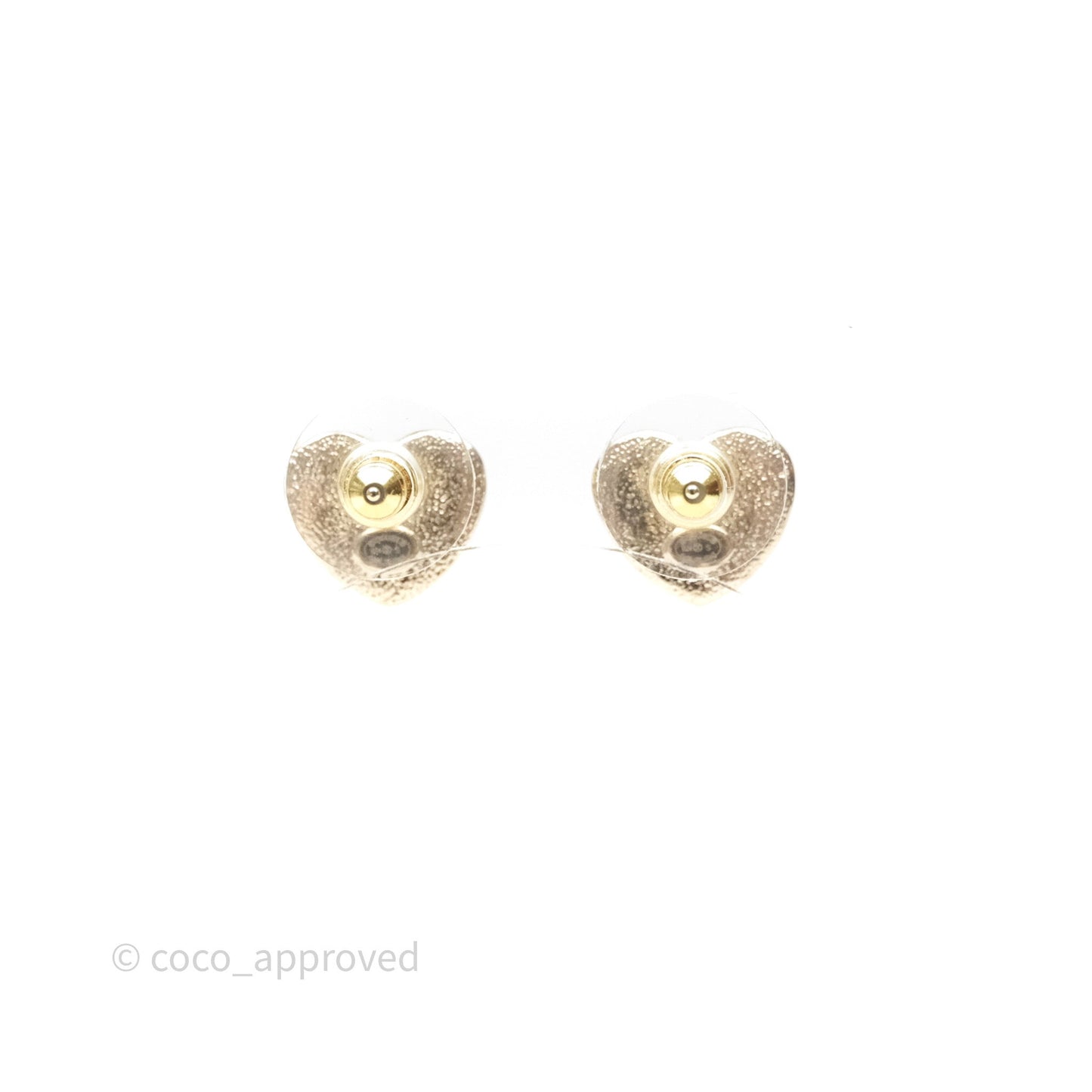 Chanel CC Heart Earrings White Gold Tone 24S
